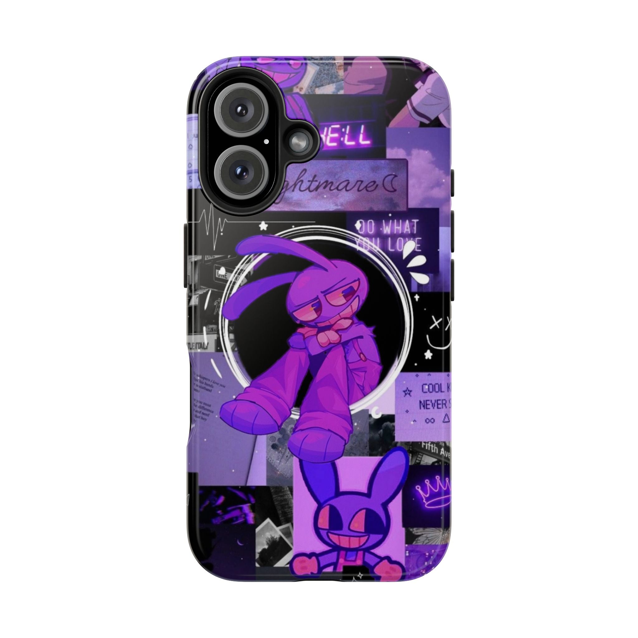 The Amazing Digital Circus Jax Purple Cartoon Bunny Collage Phone Case | Tough Phone Case