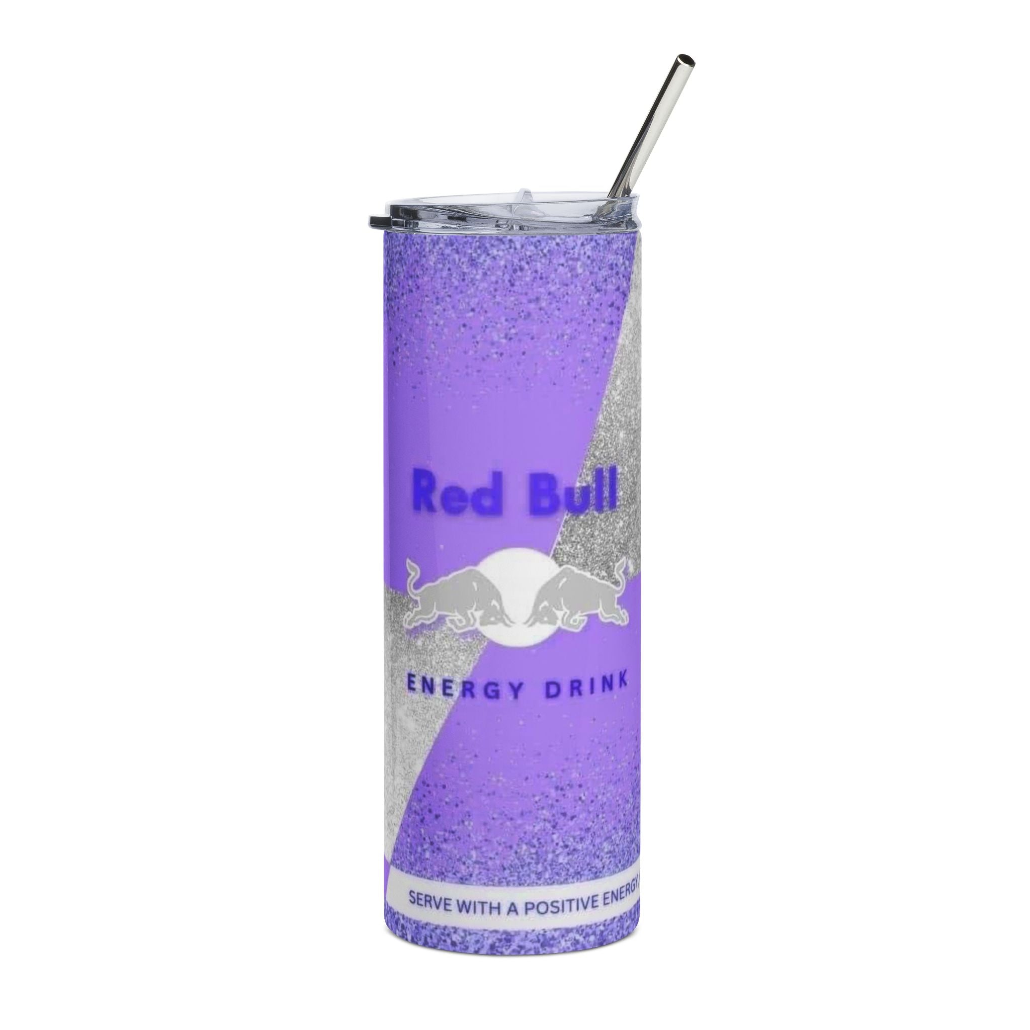 Purple Glitter Red Bull Inspired Can Design Tumbler | 20oz Stainless Steel