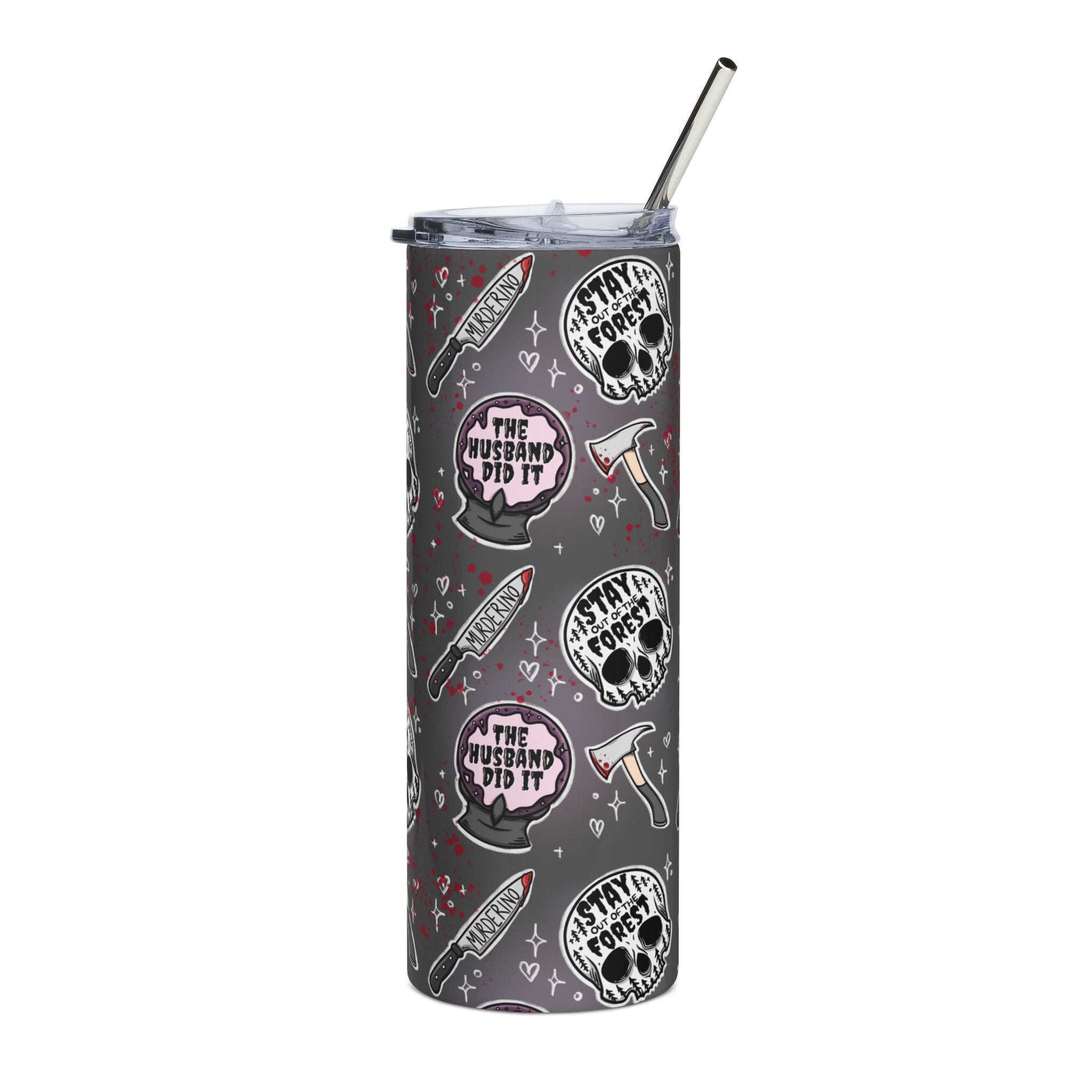 Kawaii Pastel True Crime Egirl Skull Axe Pattern Stainless Steel Tumbler | 20oz