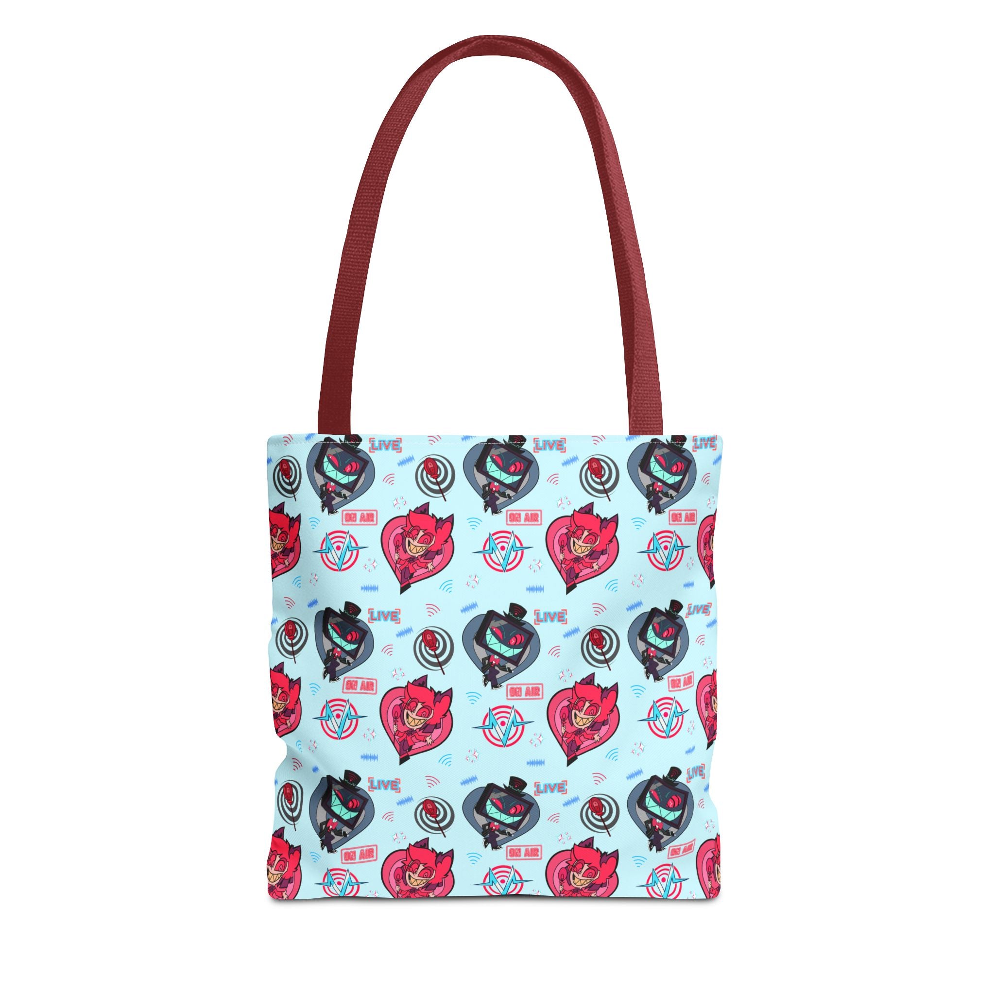 Hazbin Hotel Vox x Alastor Cute Cartoon Fox Pattern Tote Bag | Pastel Animal Face All-Over Print