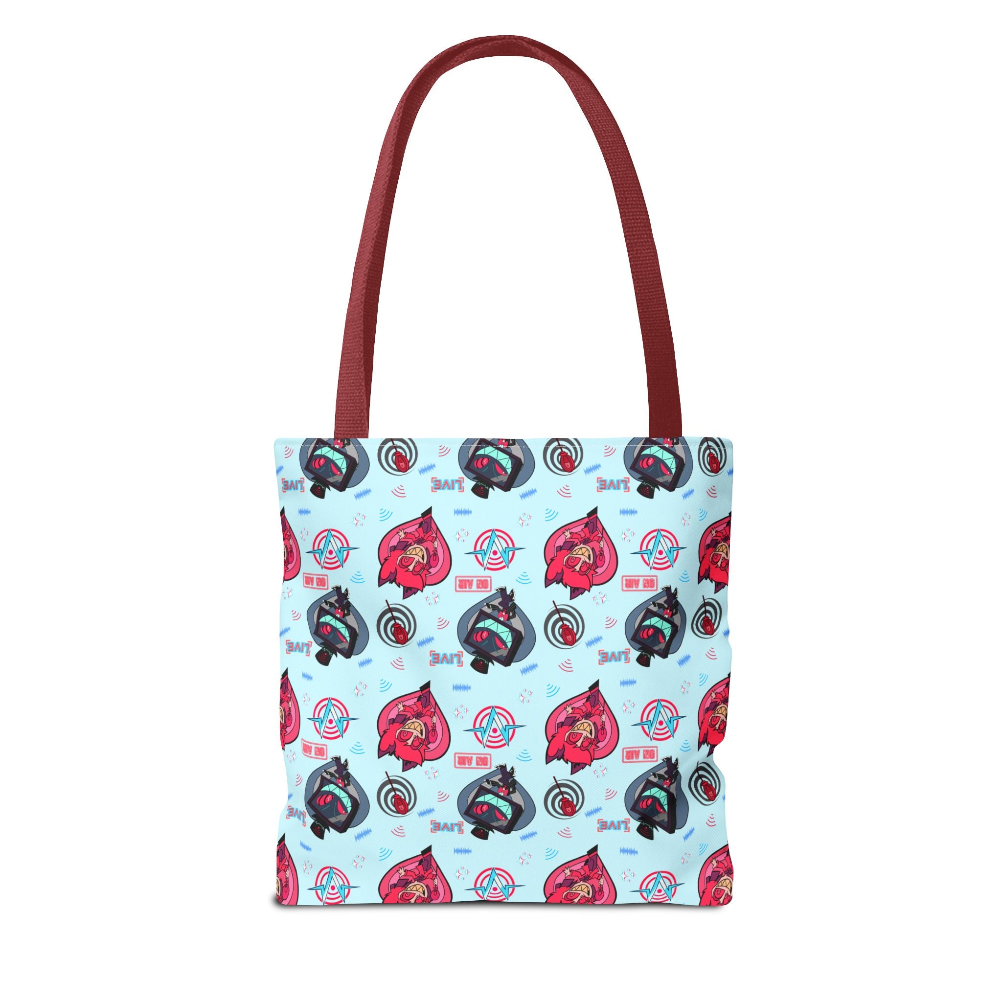 Hazbin Hotel Vox x Alastor Cute Cartoon Fox Pattern Tote Bag | Pastel Animal Face All-Over Print