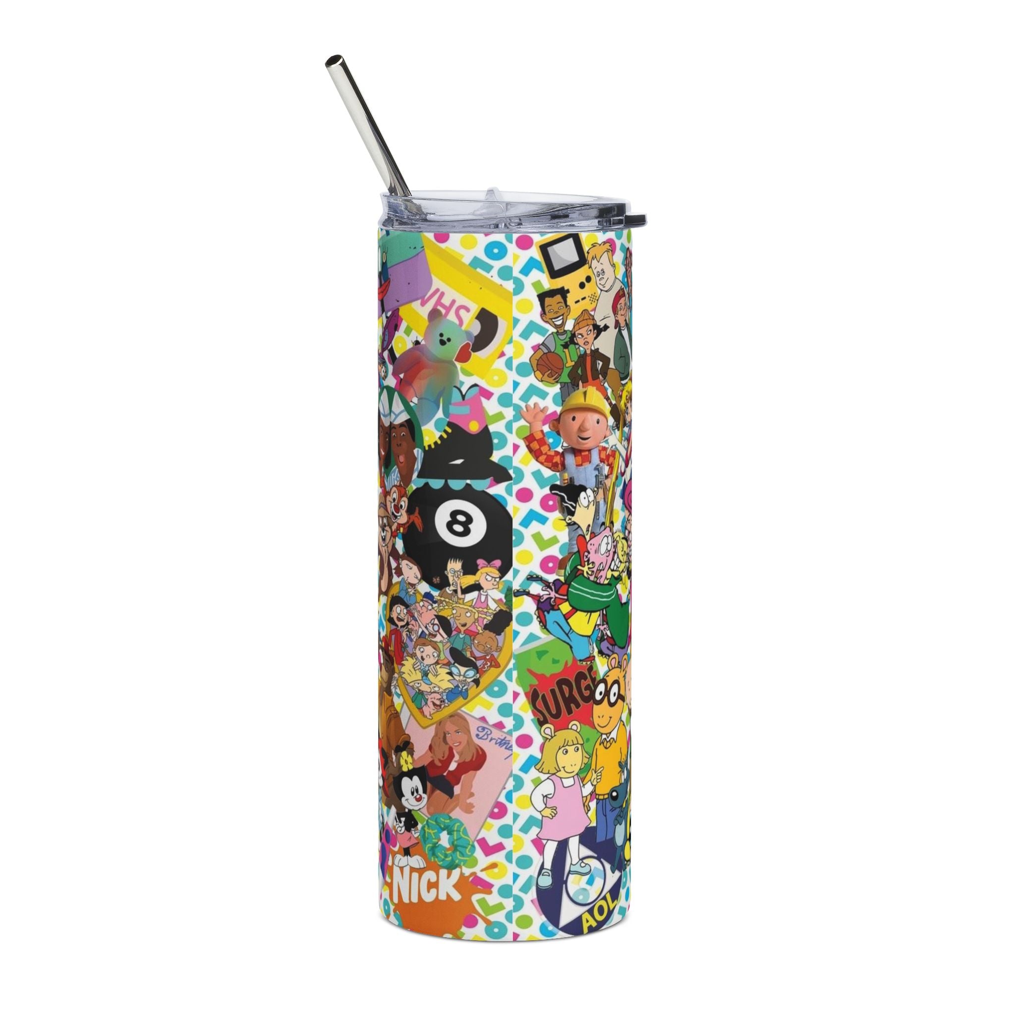Cute Retro 90s Cartoon Collage Tumbler | Stainless Steel 20oz