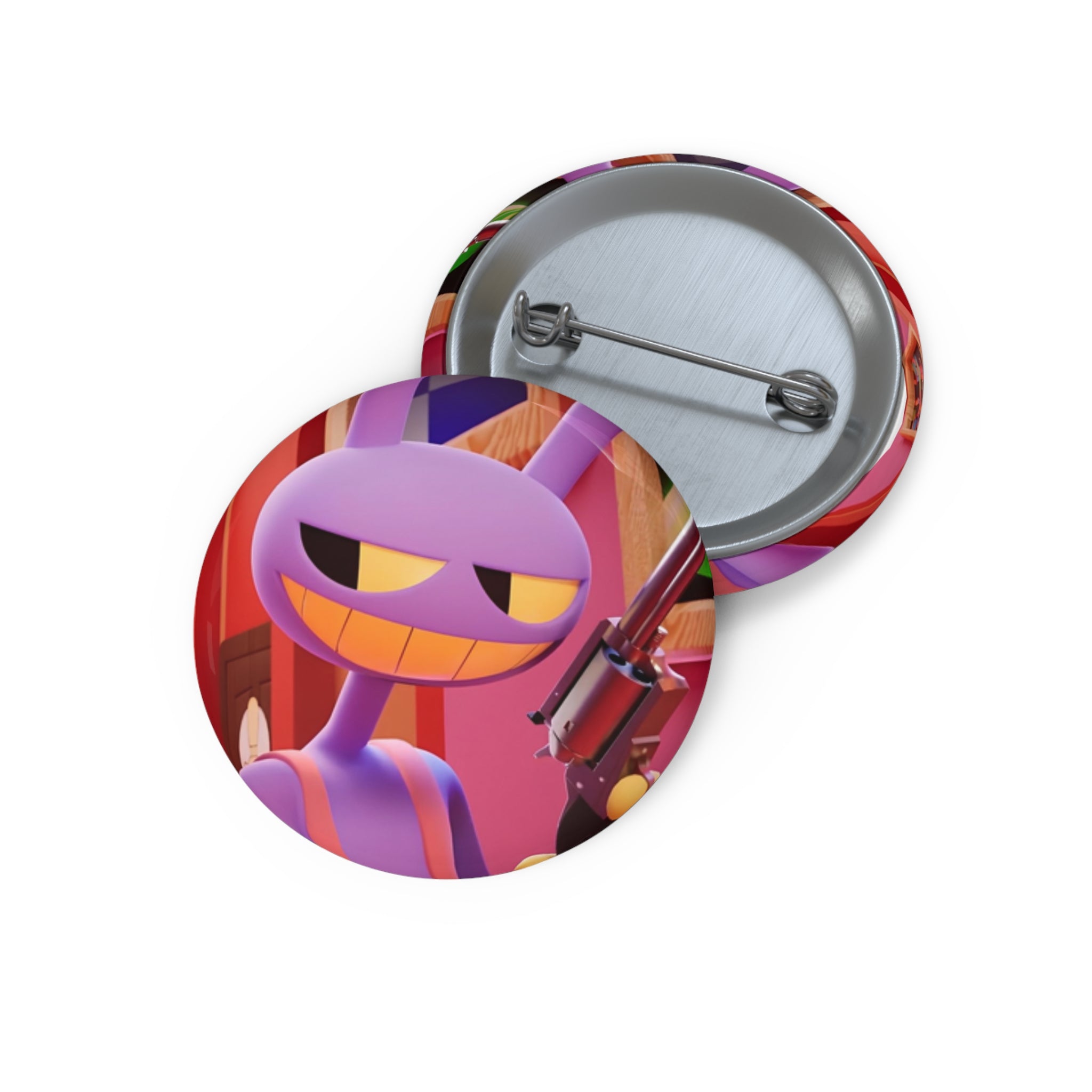 The Amazing Digital Circus Jax Smirking Purple Character Pin Button | 1.5in Round Badge