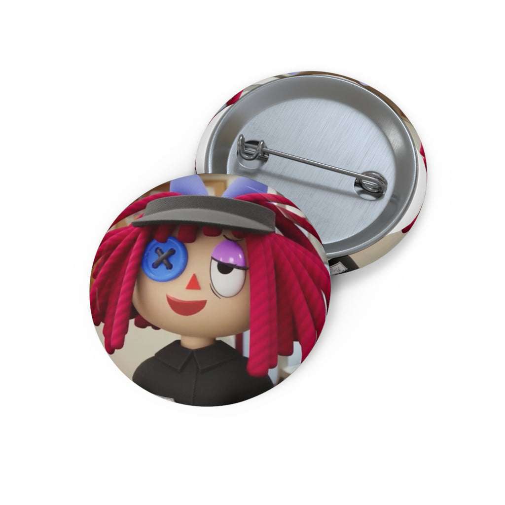 The Amazing Digital Circus Ragatha Rag Doll Character Pin Button | Custom Pin Buttons, Cute Kawaii Badge