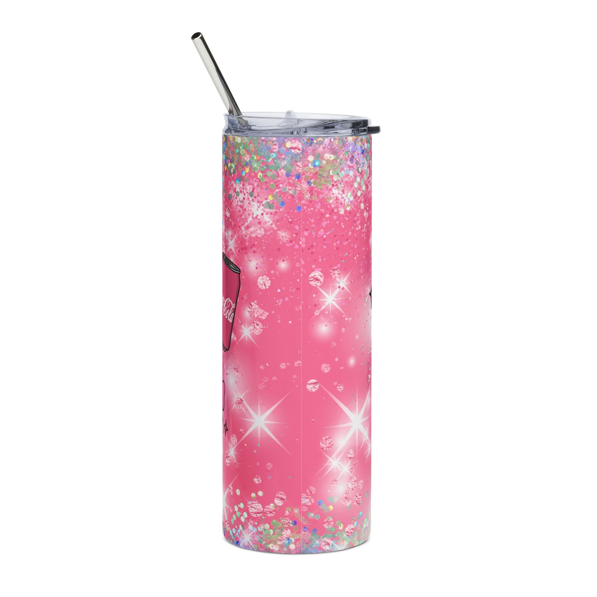 Pink Coke Coca-Cola Girly Tumbler | 20oz Stainless Steel Sparkle Can Design