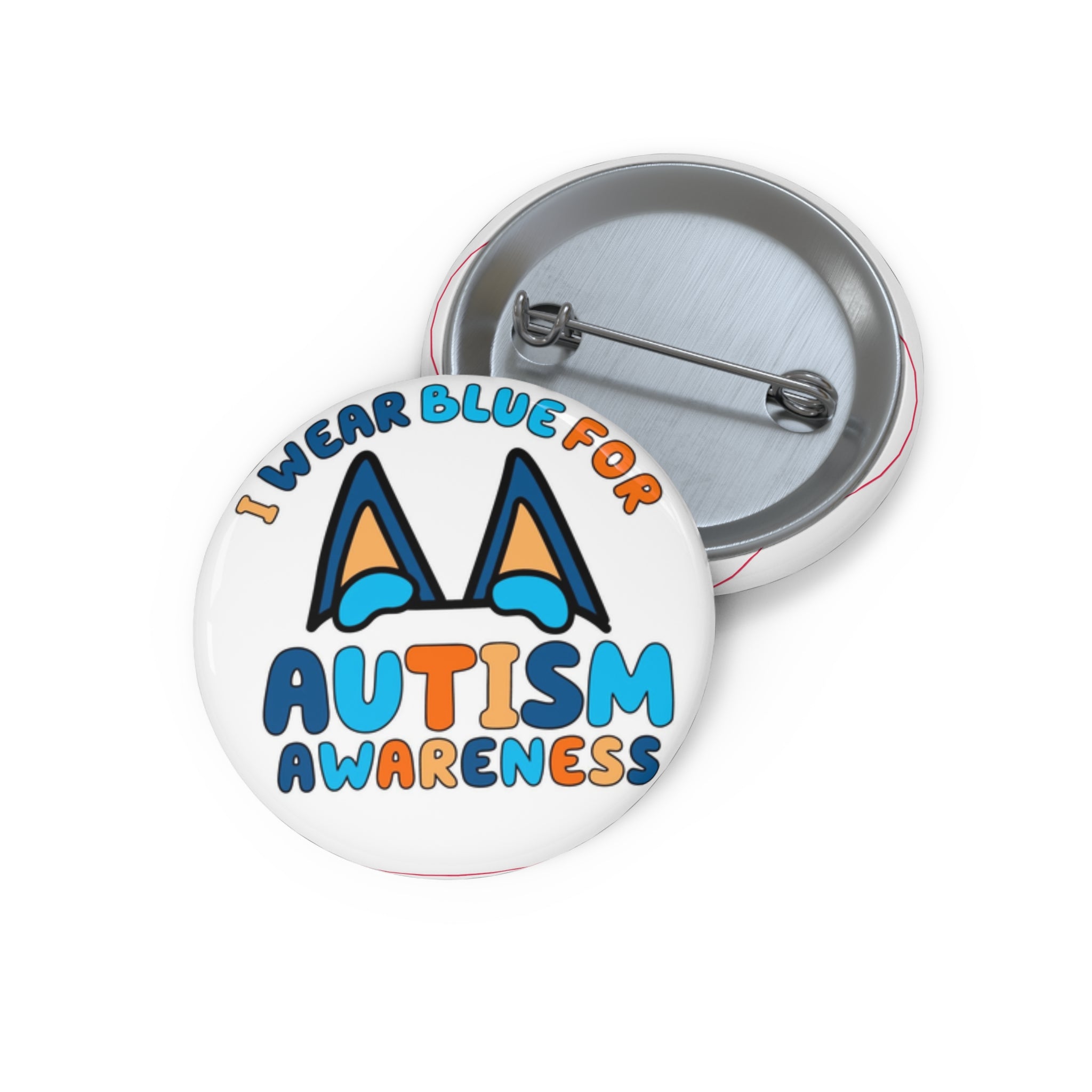 Bluey Inspired I Wear Blue for Autism Awareness Pin Button | Awareness Badge