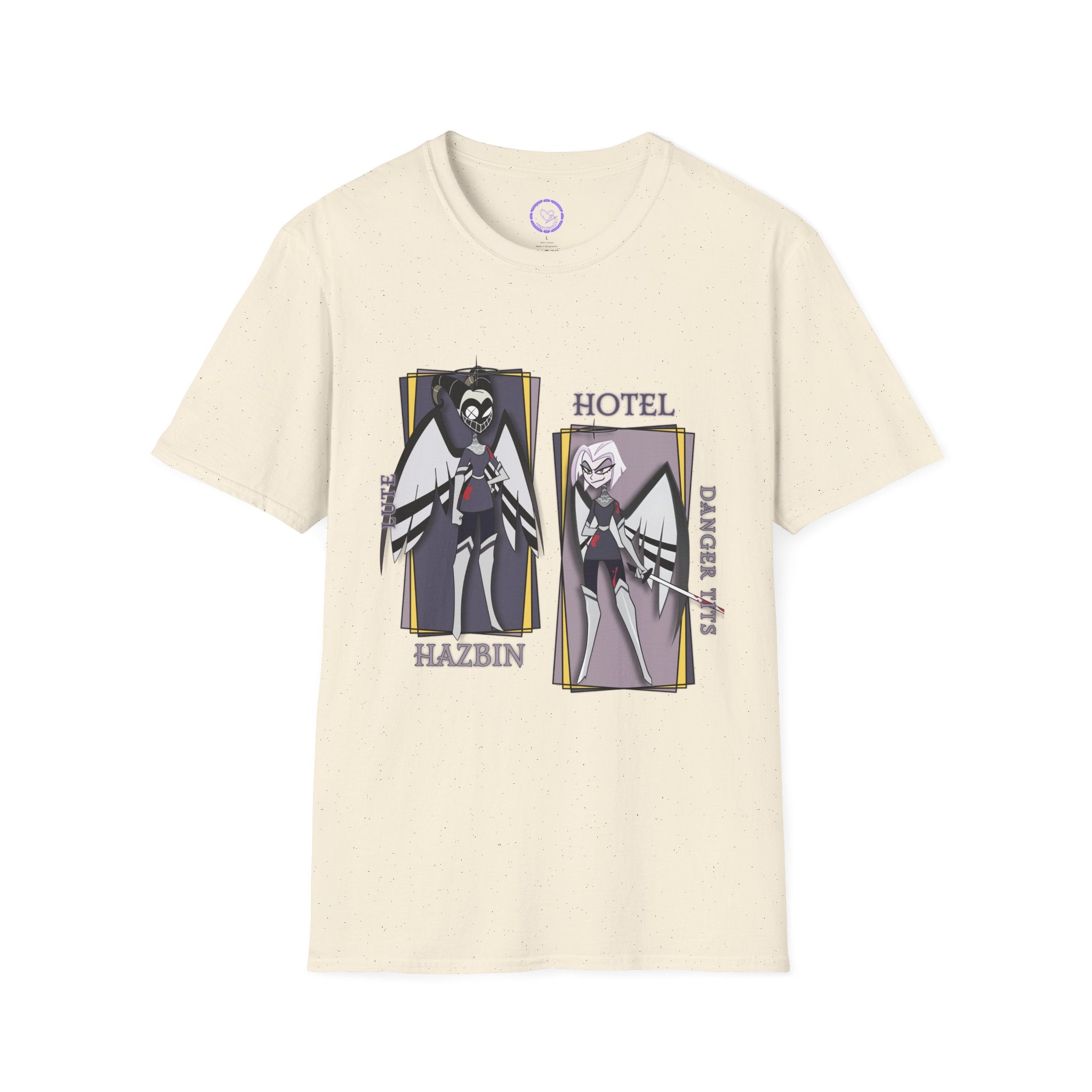 Lute Hazbin Hotel Characters T-Shirt | Angel Dust & Alastor Illustration