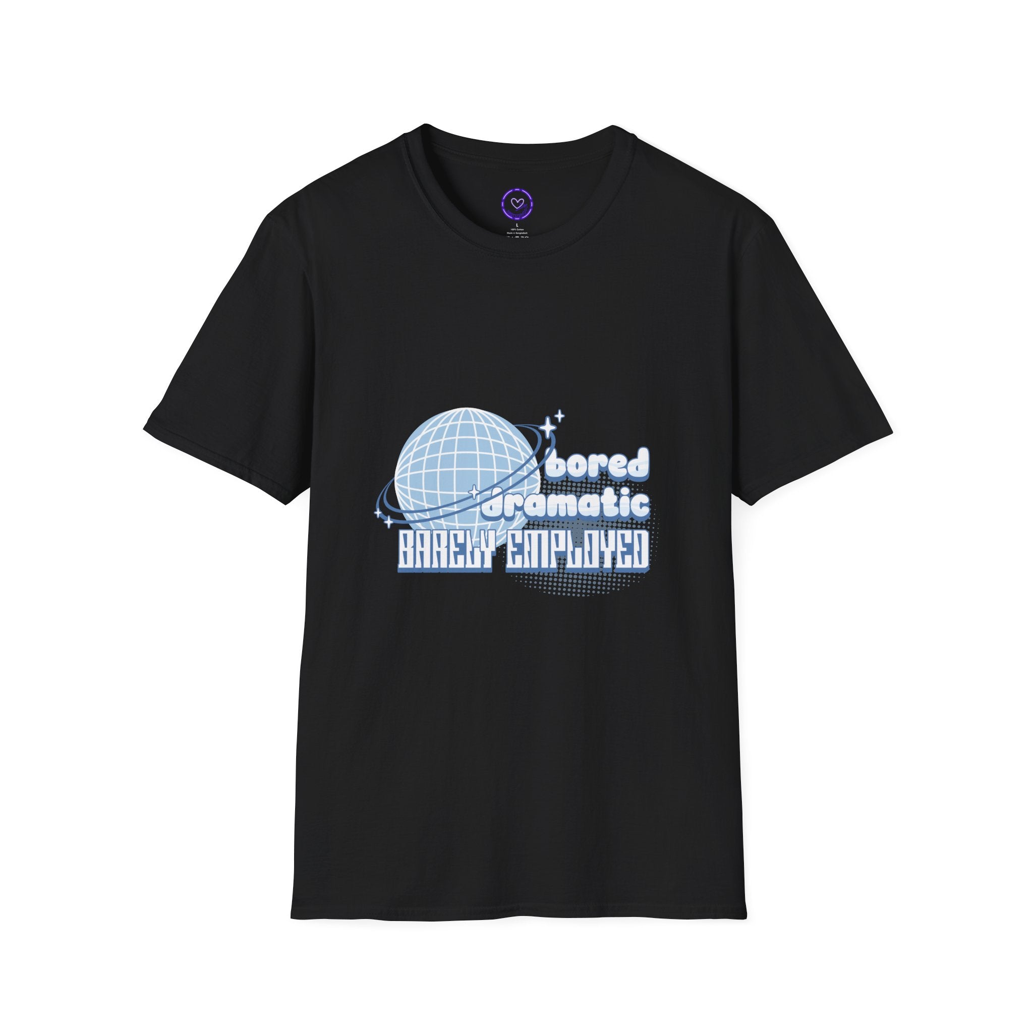Bored Dramatic Barely Employed T Shirt | Retro Disco Globe Graphic