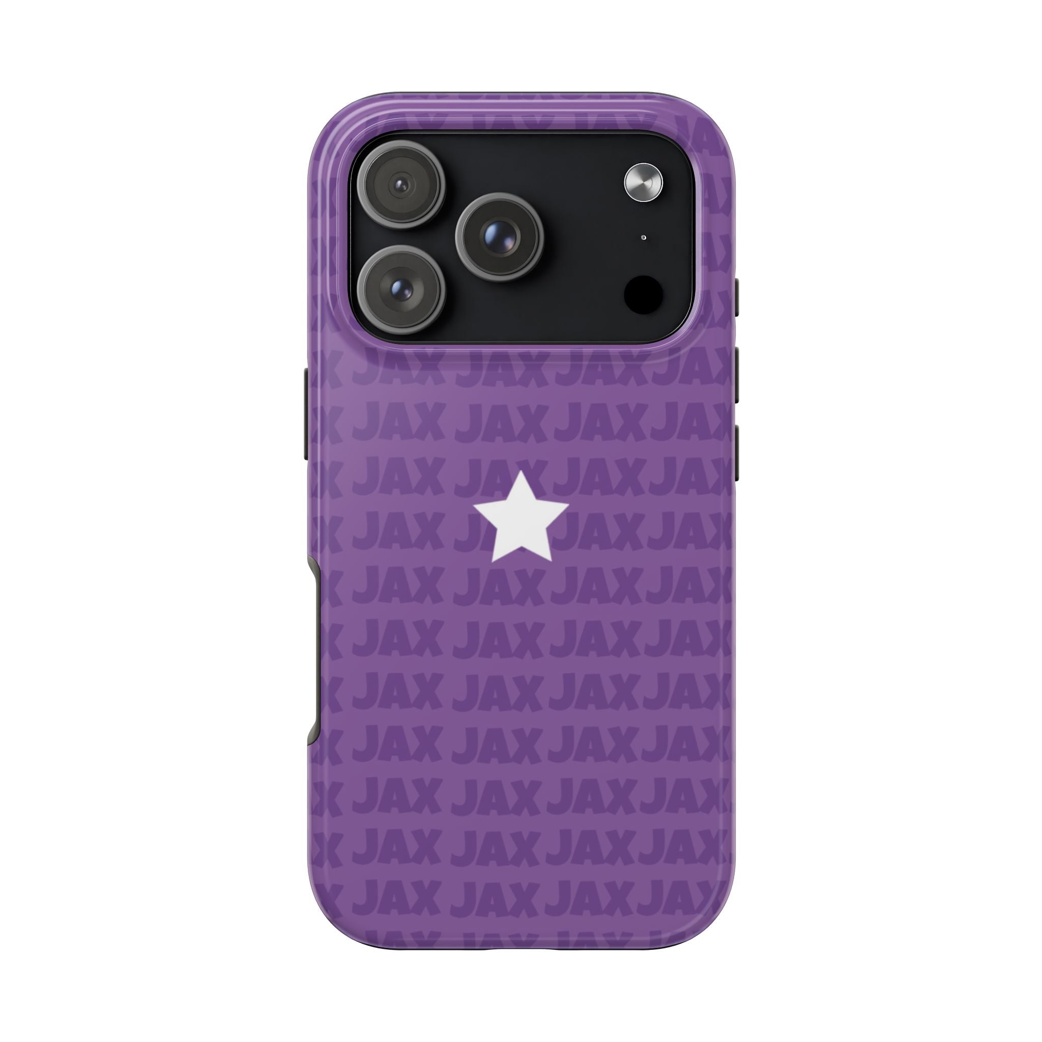 The Amazing Digital Circus JAX pattern with center star Phone Case | purple repeating name pattern