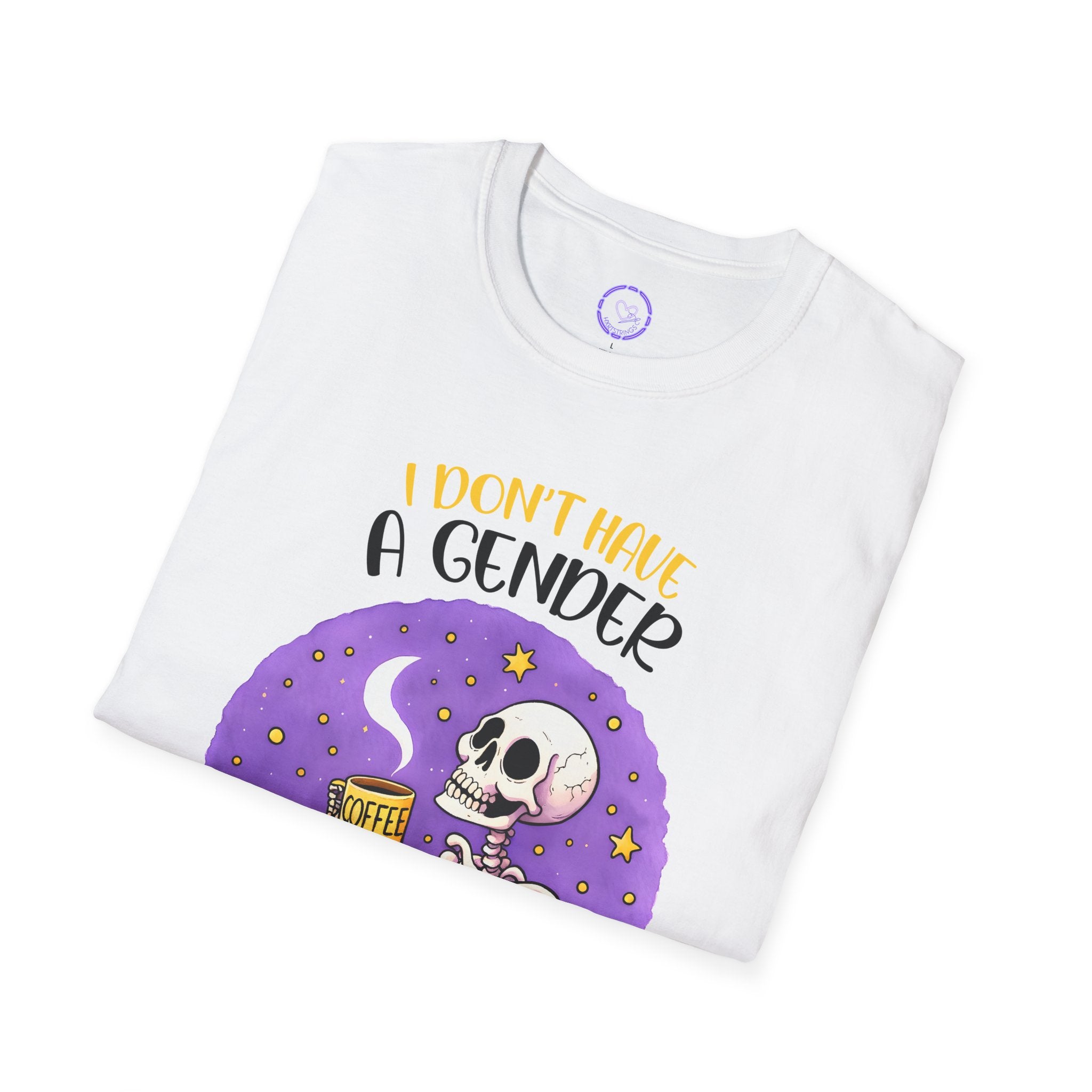 I Don't Have A Gender I Have Anxiety T-Shirt | Skeleton Coffee Gothic Tee