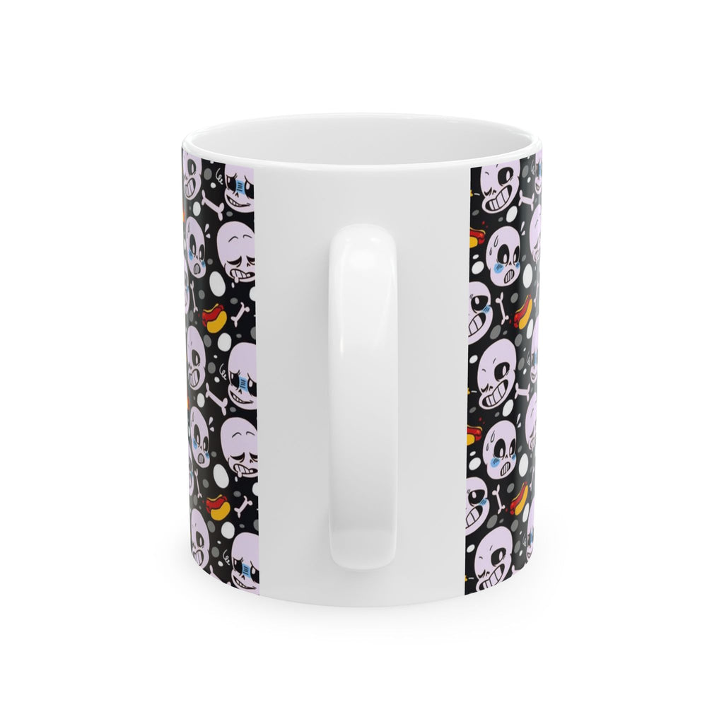 Undertale Sans Cartoon Skull Pattern Mug | Cute Creepy Skull Faces, Candy Corn Halloween