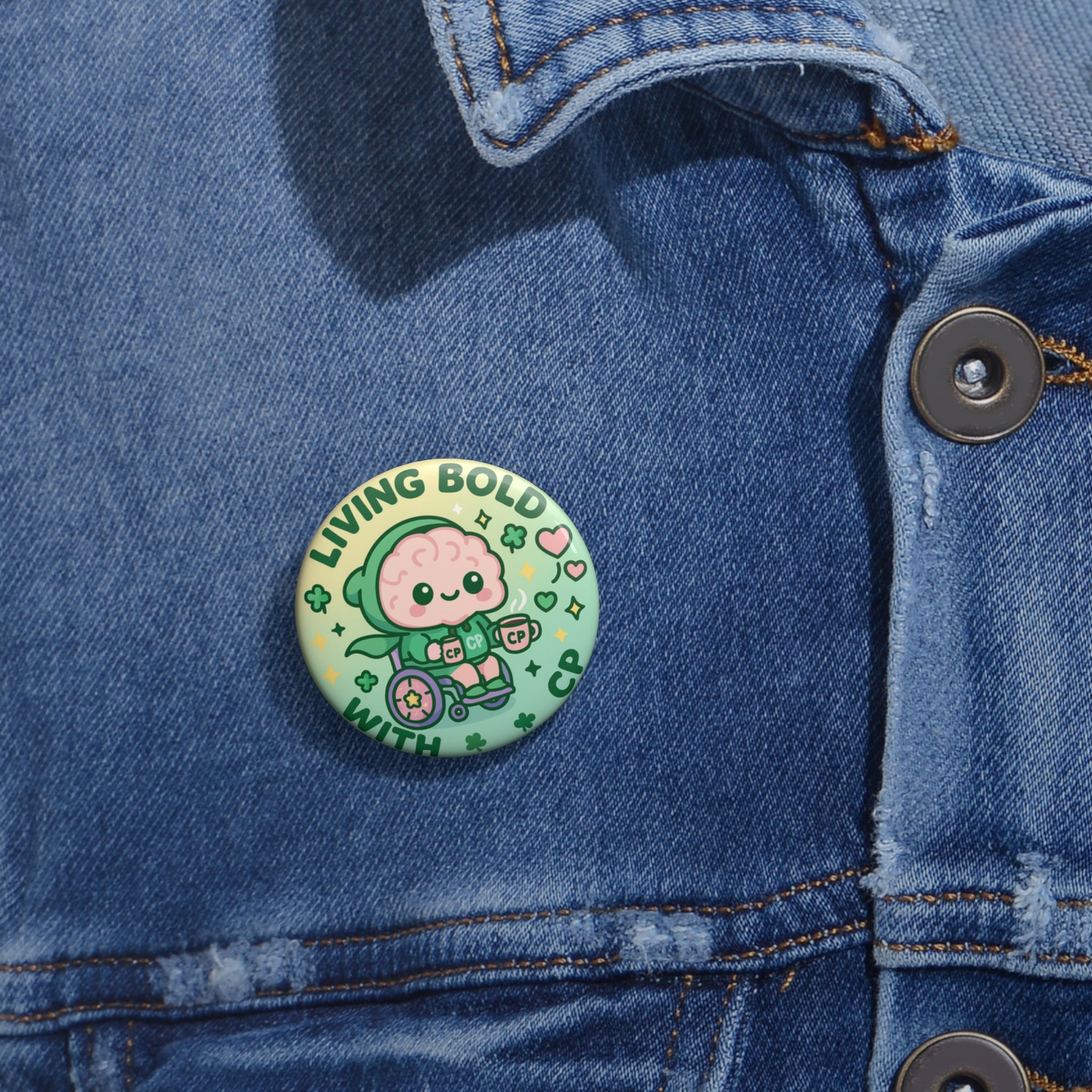 Chronic Illness Awareness Living Bold with CP Pin Button | Cerebral Palsy Awareness Enamel Pin