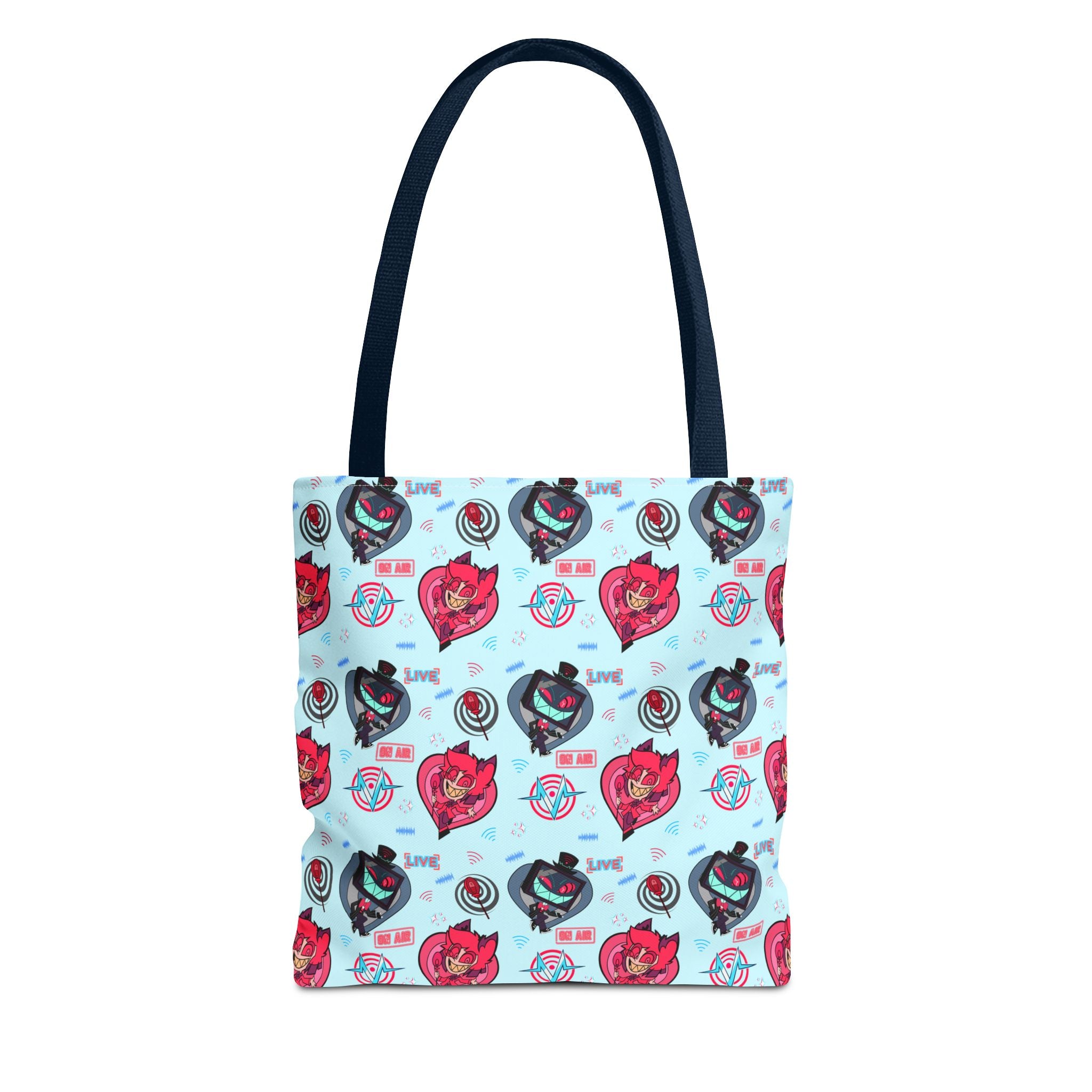 Hazbin Hotel Vox x Alastor Cute Cartoon Fox Pattern Tote Bag | Pastel Animal Face All-Over Print