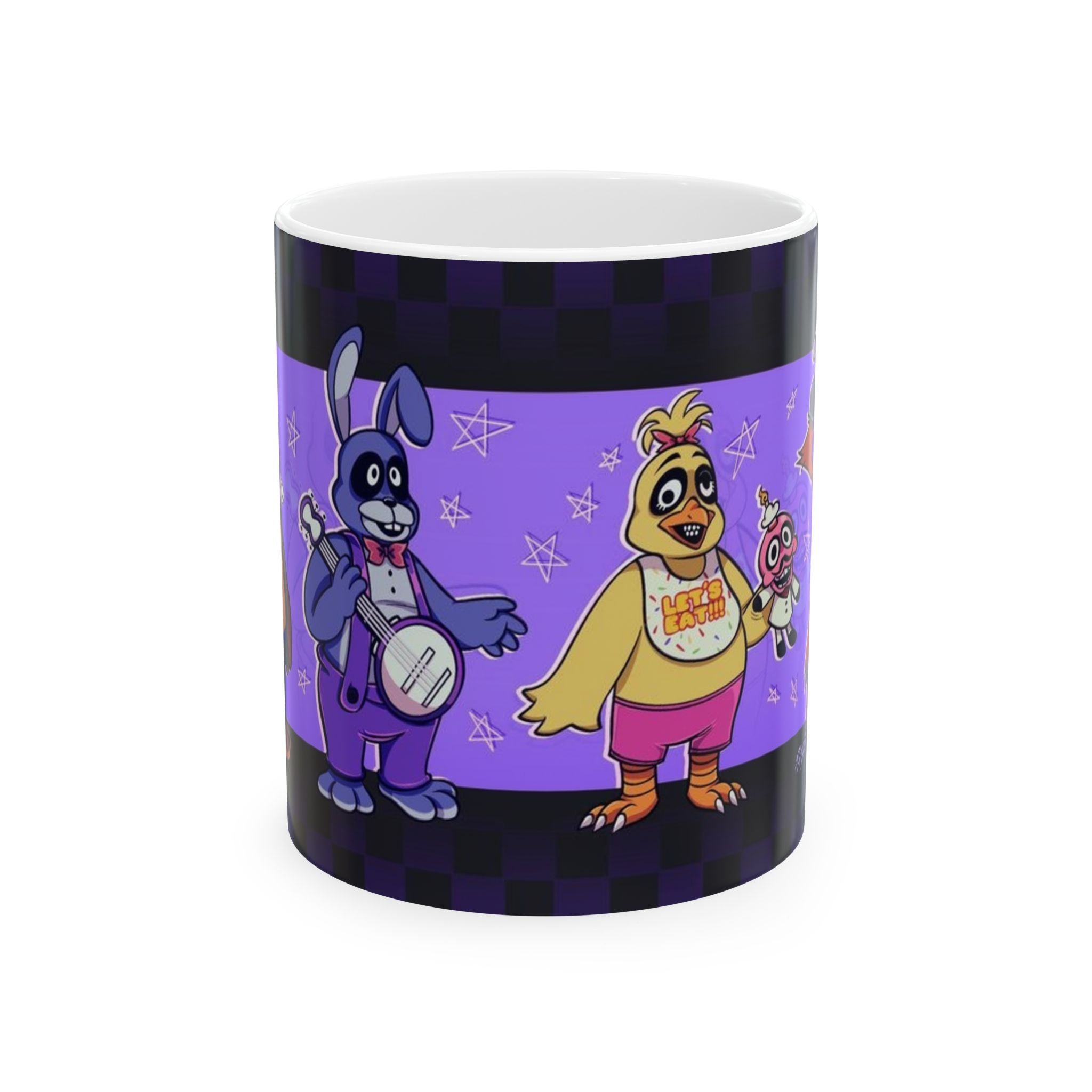 FNAF 5NAF Five Nights at Freddys Cartoon Animatronic Characters Mug | Purple Band Pattern Ceramic Mug