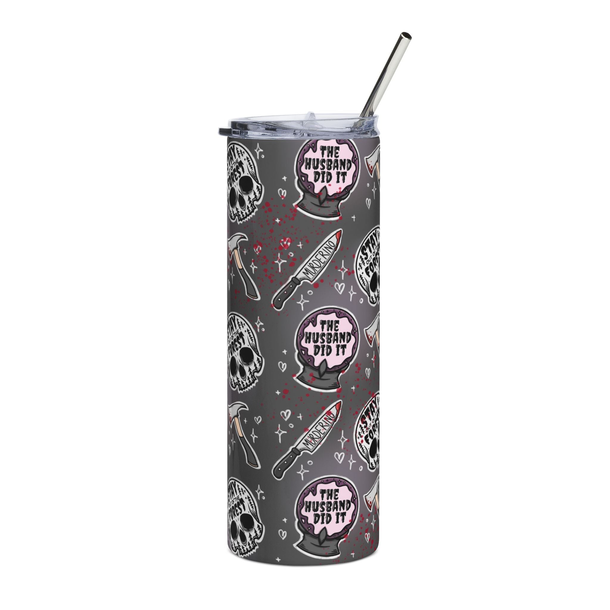 Kawaii Pastel True Crime Egirl Skull Axe Pattern Stainless Steel Tumbler | 20oz