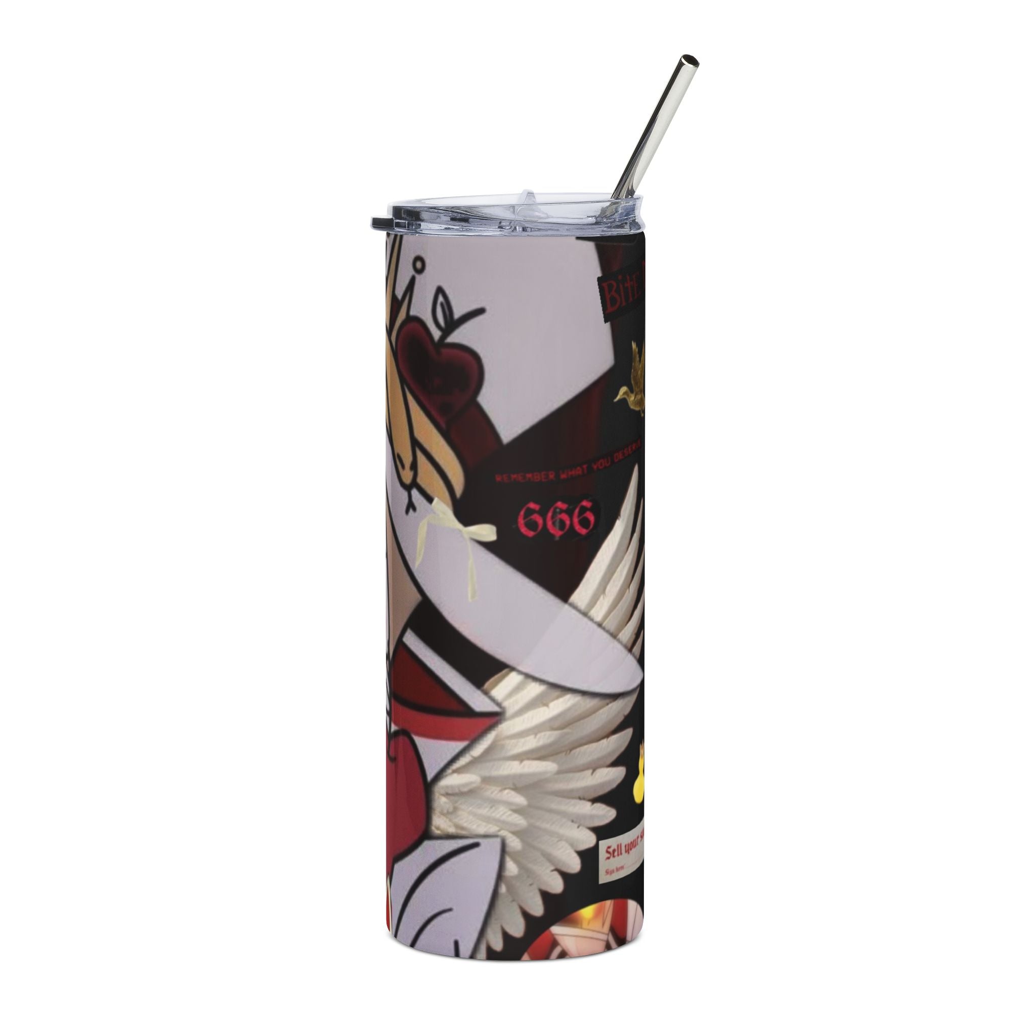 Hazbin Hotel Lucifer Devilish Character Holding Apple tumbler | 20oz Stainless Steel Tumbler