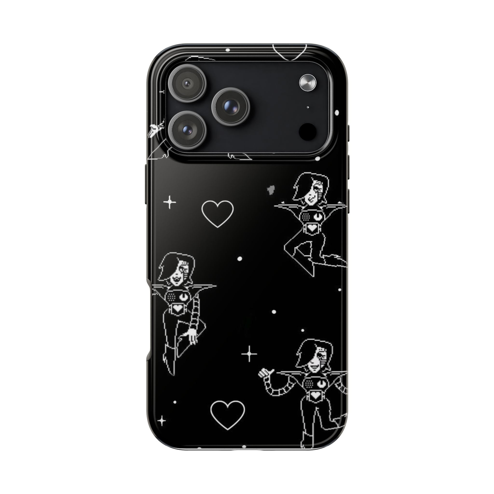 Undertale Metaton Goth Space Girl pattern Phone Case | black heart stars indie aesthetic