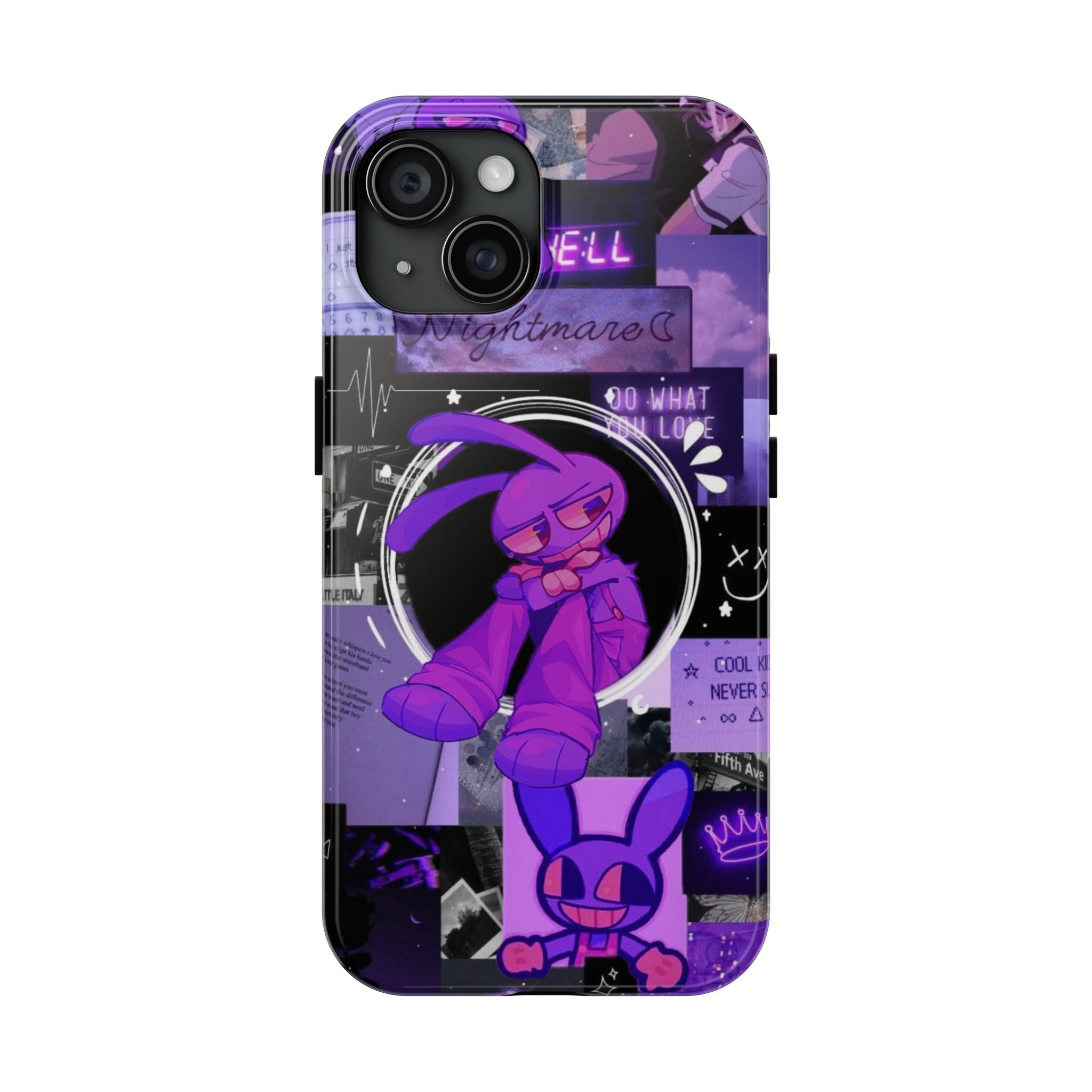 The Amazing Digital Circus Jax Purple Cartoon Bunny Collage Phone Case | Tough Phone Case