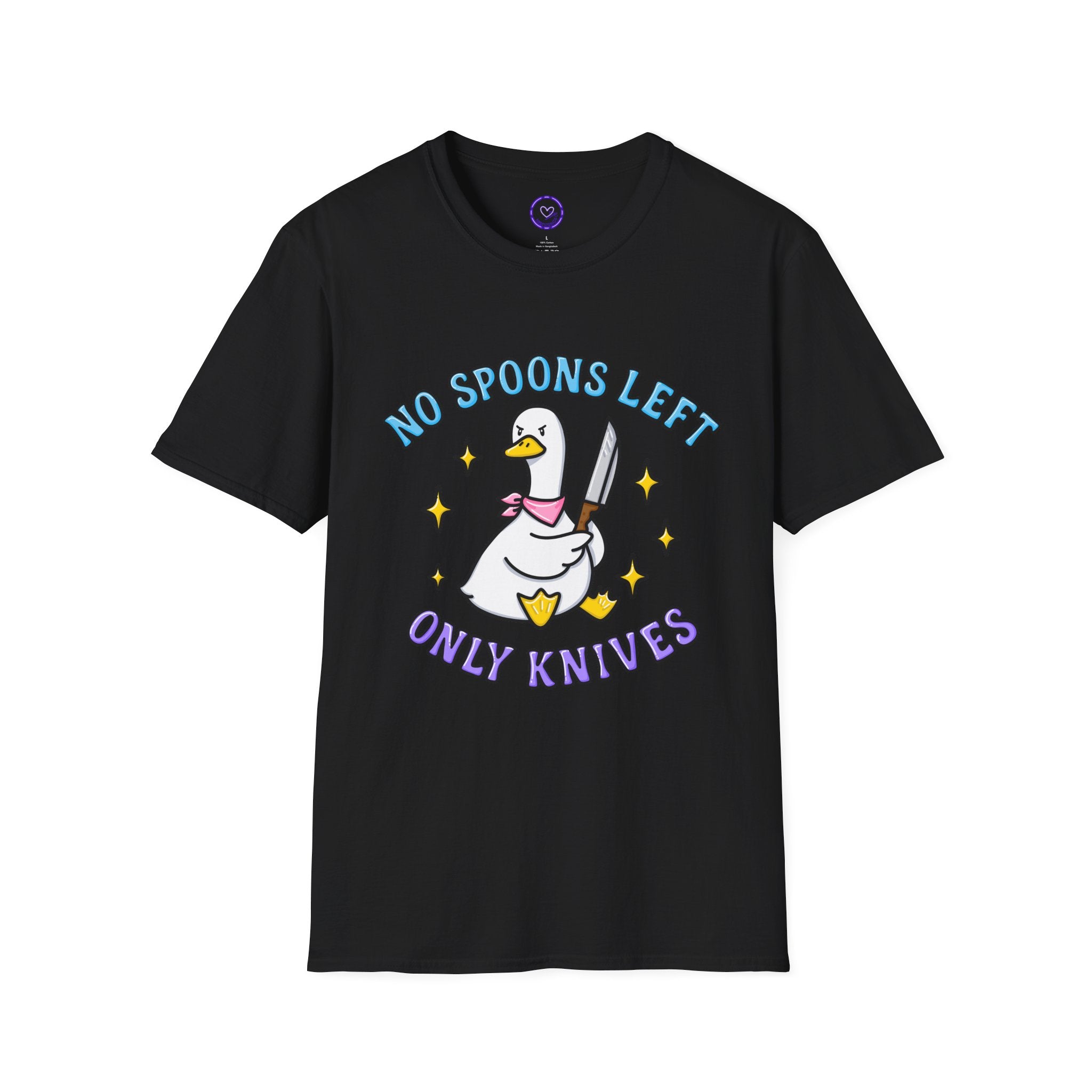 No Spoons Left Only Knives T-Shirt | Goose Cartoon Illustration