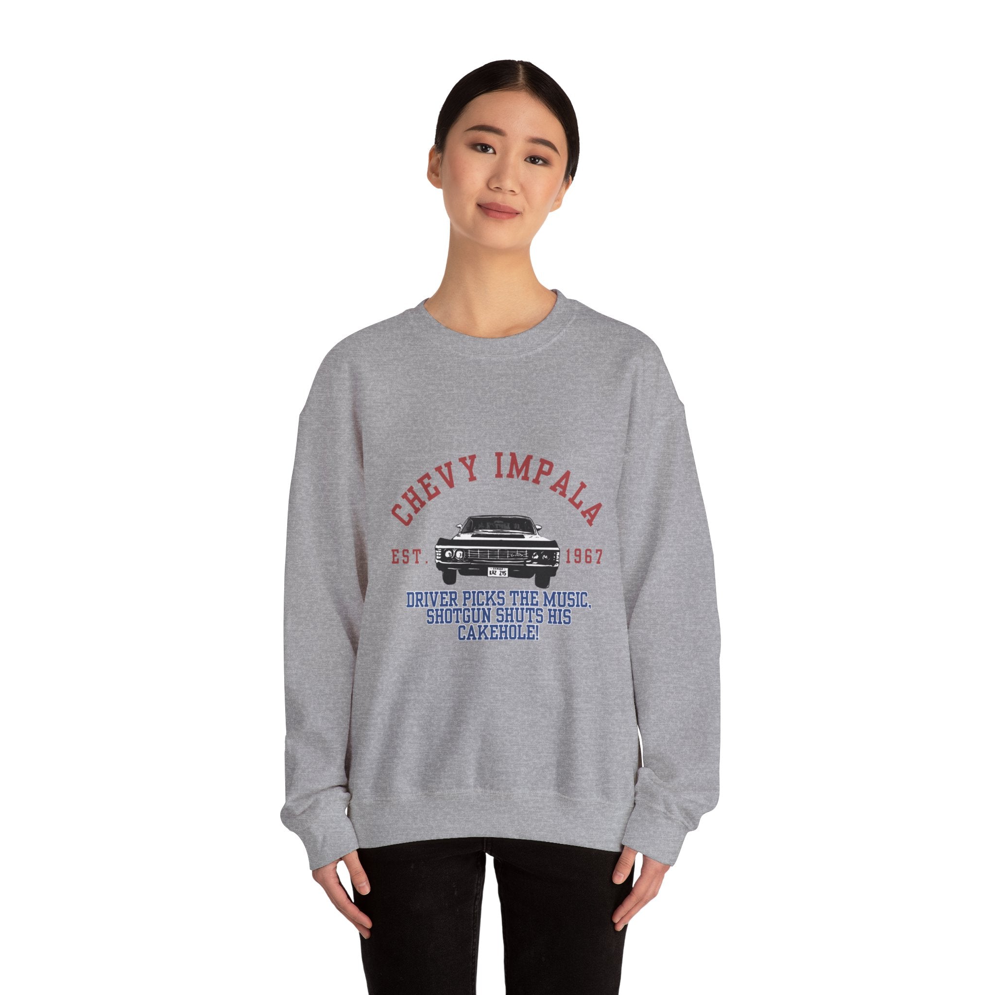 Supernatural Chevy Impala Varsity 1967 Crewneck Sweatshirt | Classic Car Vintage Style