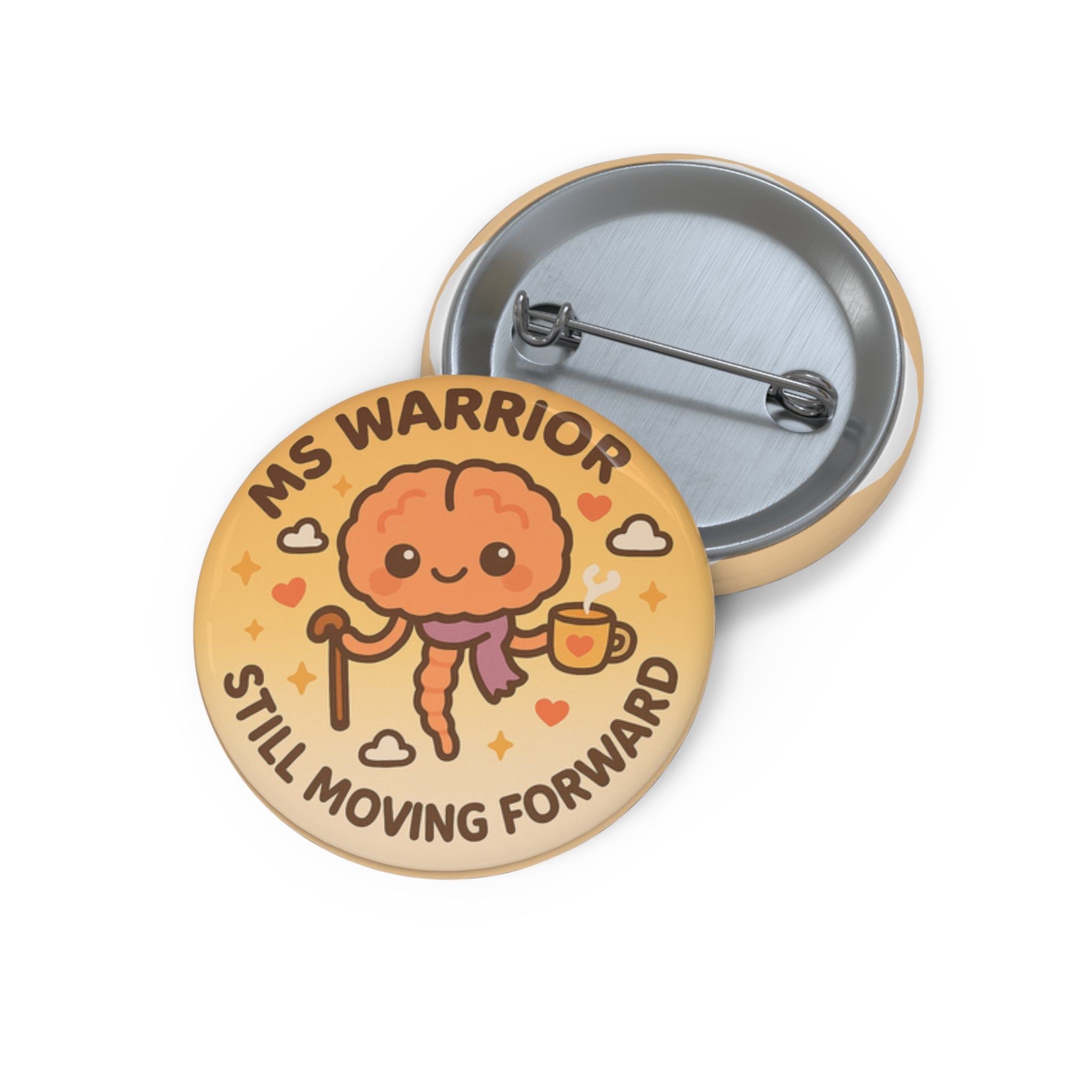 Chronic Illness Hidden Disability Aesthetic MS Warrior brain, Pin Button | Still Moving Forward