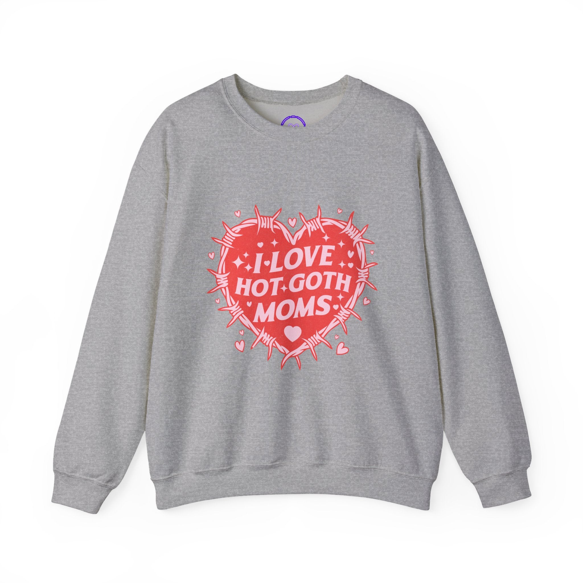 I Love Hot Goth Moms sweatshirt | Heart Graphic, Pink Goth Design