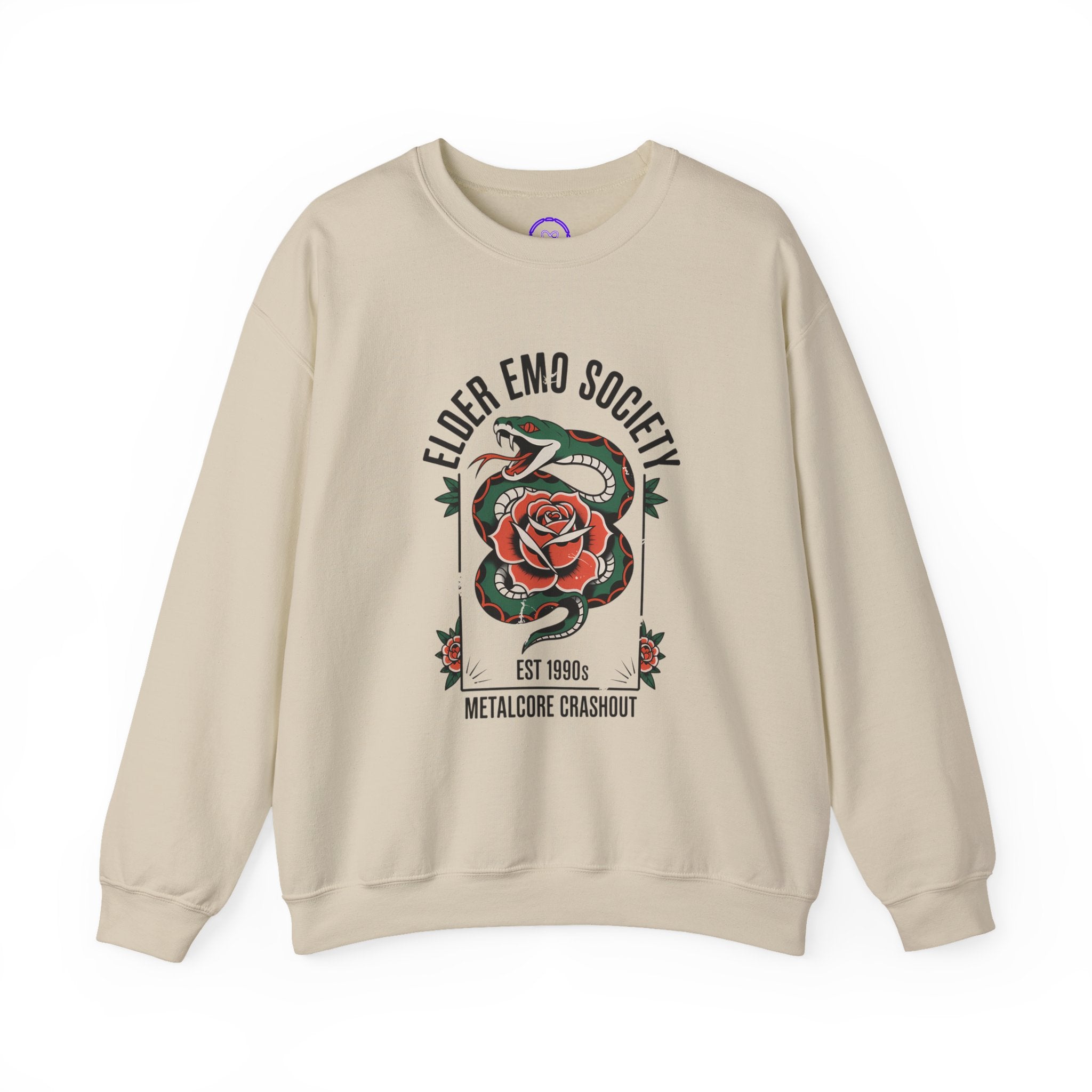 Elder Emo Society snake and rose Crewneck Sweatshirt | Metalcore Crashout design