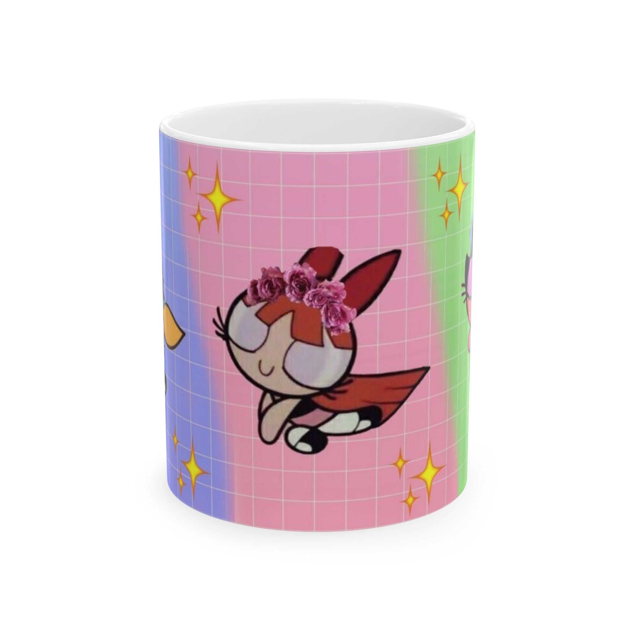 Cute Powerpuff Girls Cartoon Flowers Character Mug | Ceramic Coffee Cup