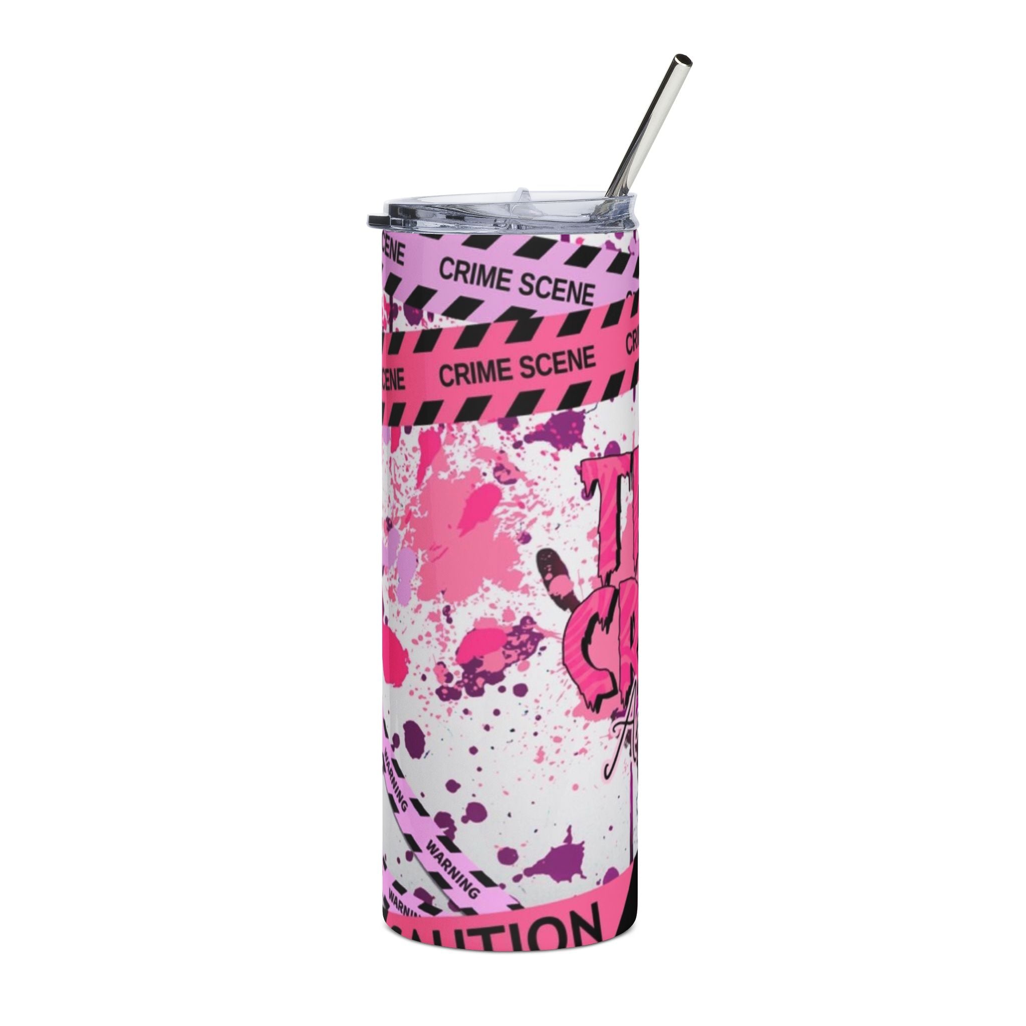 True Crime Addict Tumbler | Pink Crime Scene Stainless Steel 20oz