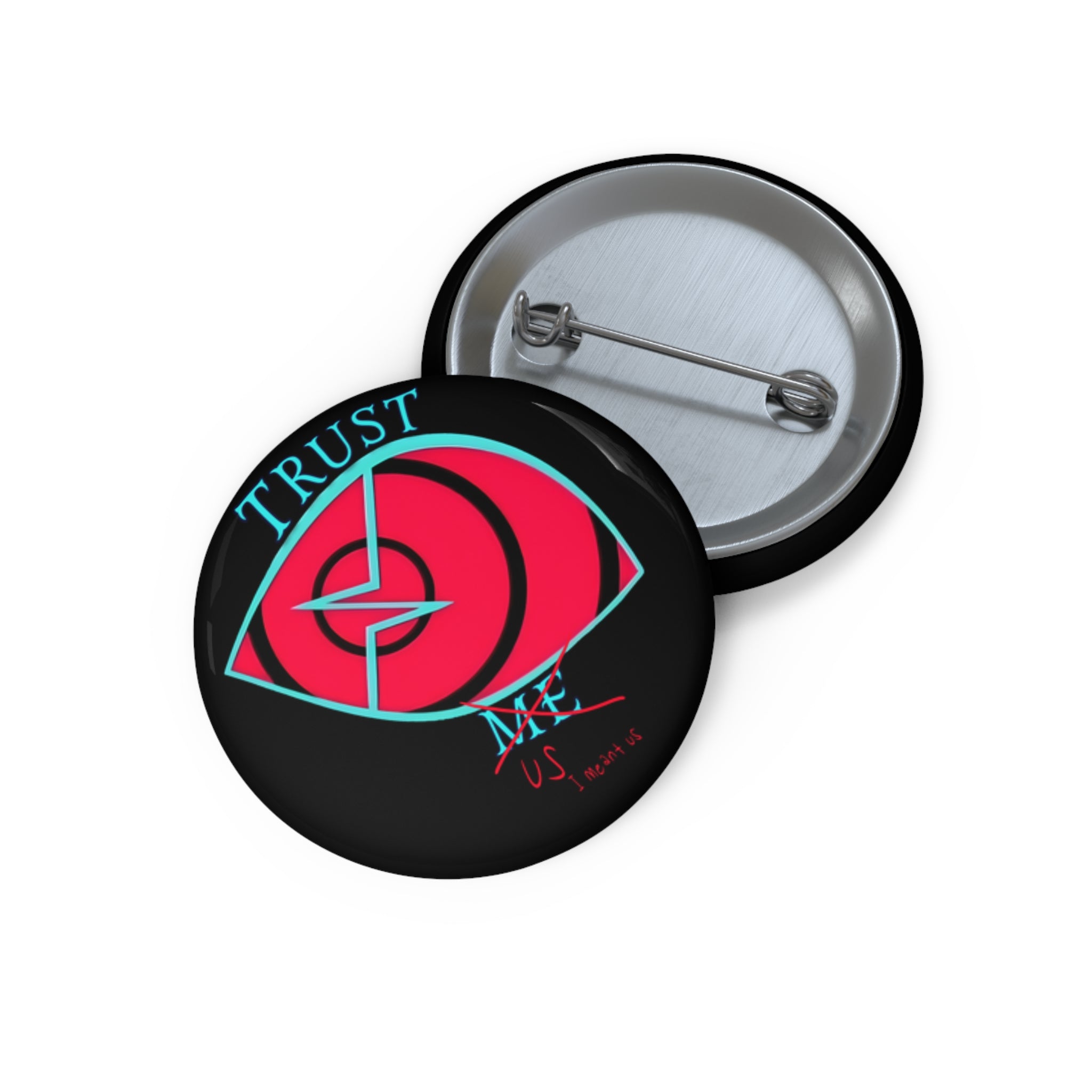 Hazbin Hotel Vox VoxTek The Vees Trust Me eye logo Pin Button | Custom Enamel Style Button