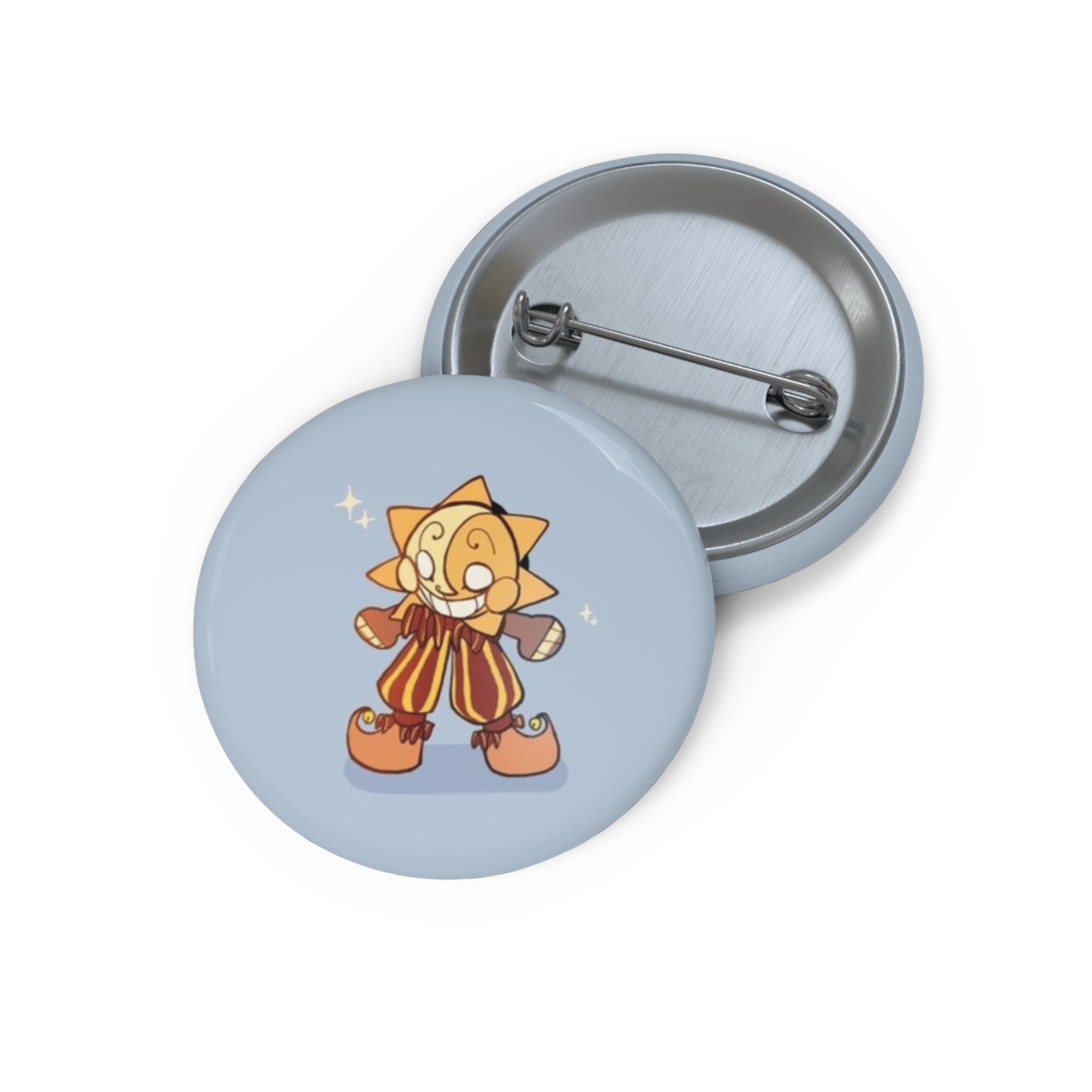 FNAF 5NAF Security Breach Sun Cute Star Character Pin Button | Kawaii Sun Badge, Light Blue Background