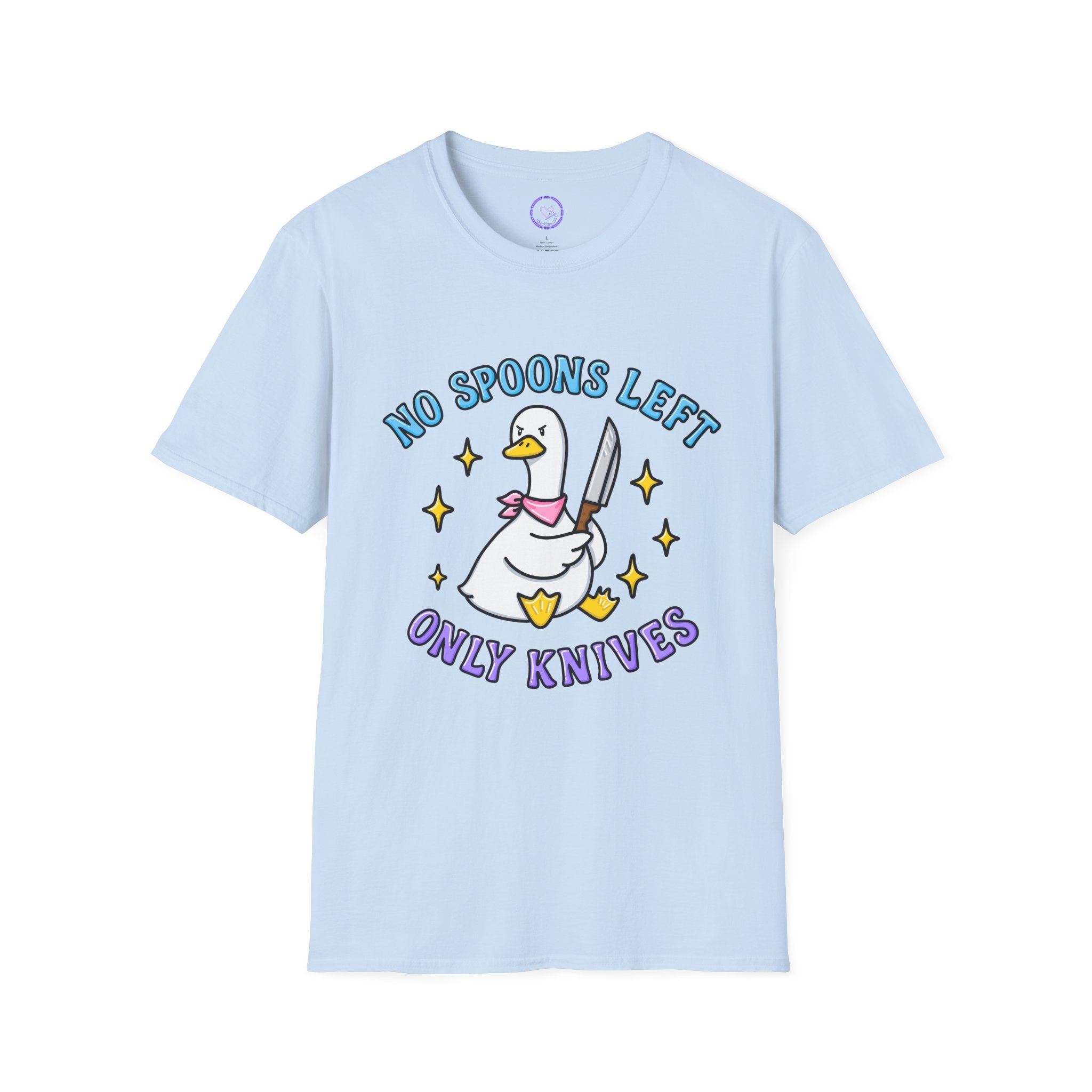 No Spoons Left Only Knives T-Shirt | Goose Cartoon Illustration