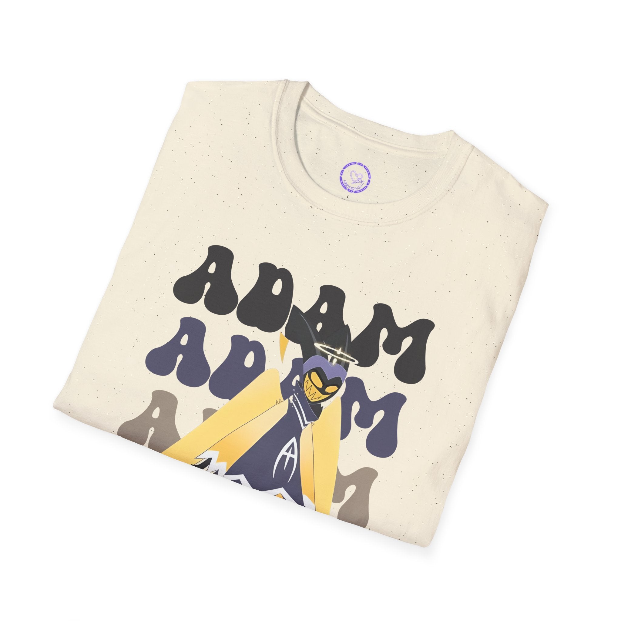 Adam Hazbin Hotel Repeated Graphic T-Shirt | Retro Psychedelic Character Illustration
