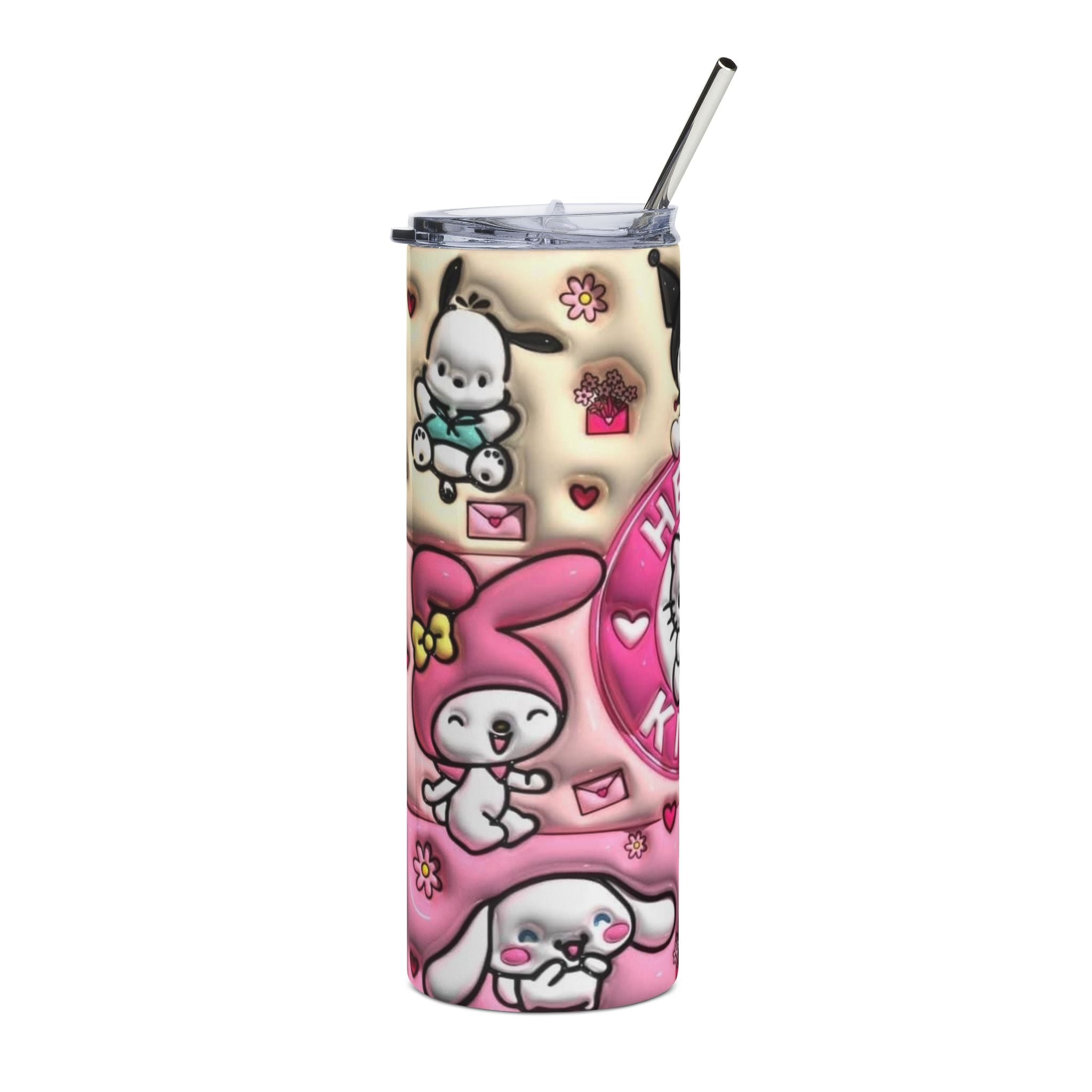 Hello Kitty Characters 3D Inflated Cute Kawaii Sanrio Tumbler | 20oz Stainless Steel Skinny Tumbler