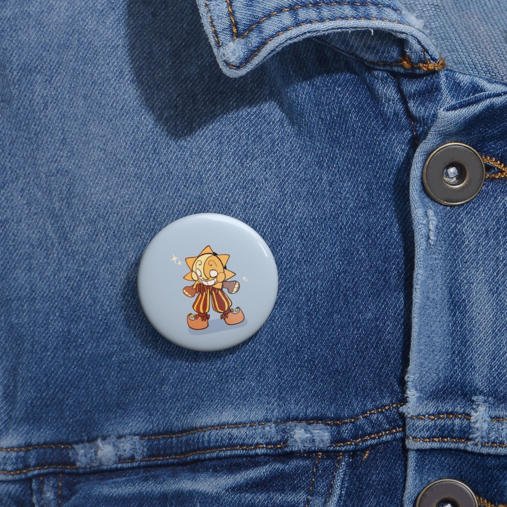 FNAF 5NAF Security Breach Sun Cute Star Character Pin Button | Kawaii Sun Badge, Light Blue Background
