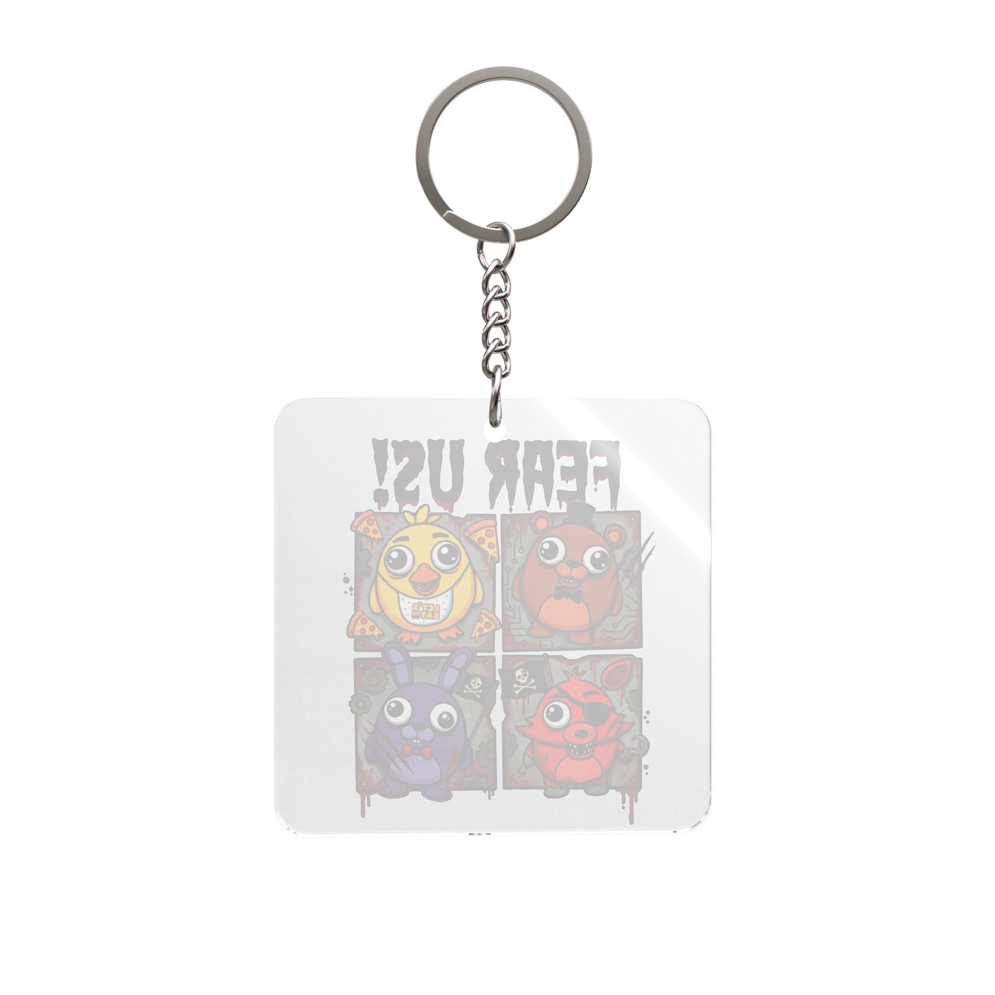 Five Nights at Freddys FNAF Fear Us Creepy Cartoon Monsters Square Keychain | Horror Cute Accessory
