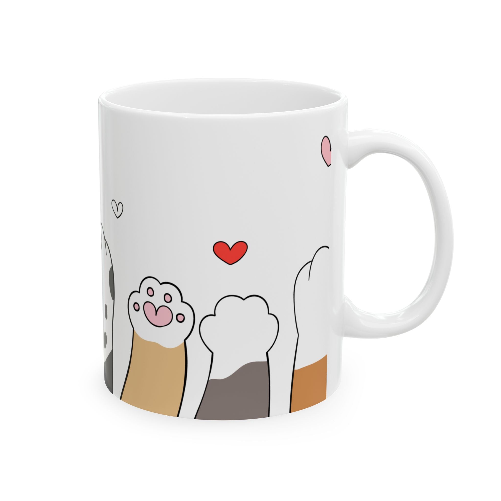 Cute Cat Paws Mug | Paw Print Coffee Cup, Cute Kitty Illustration