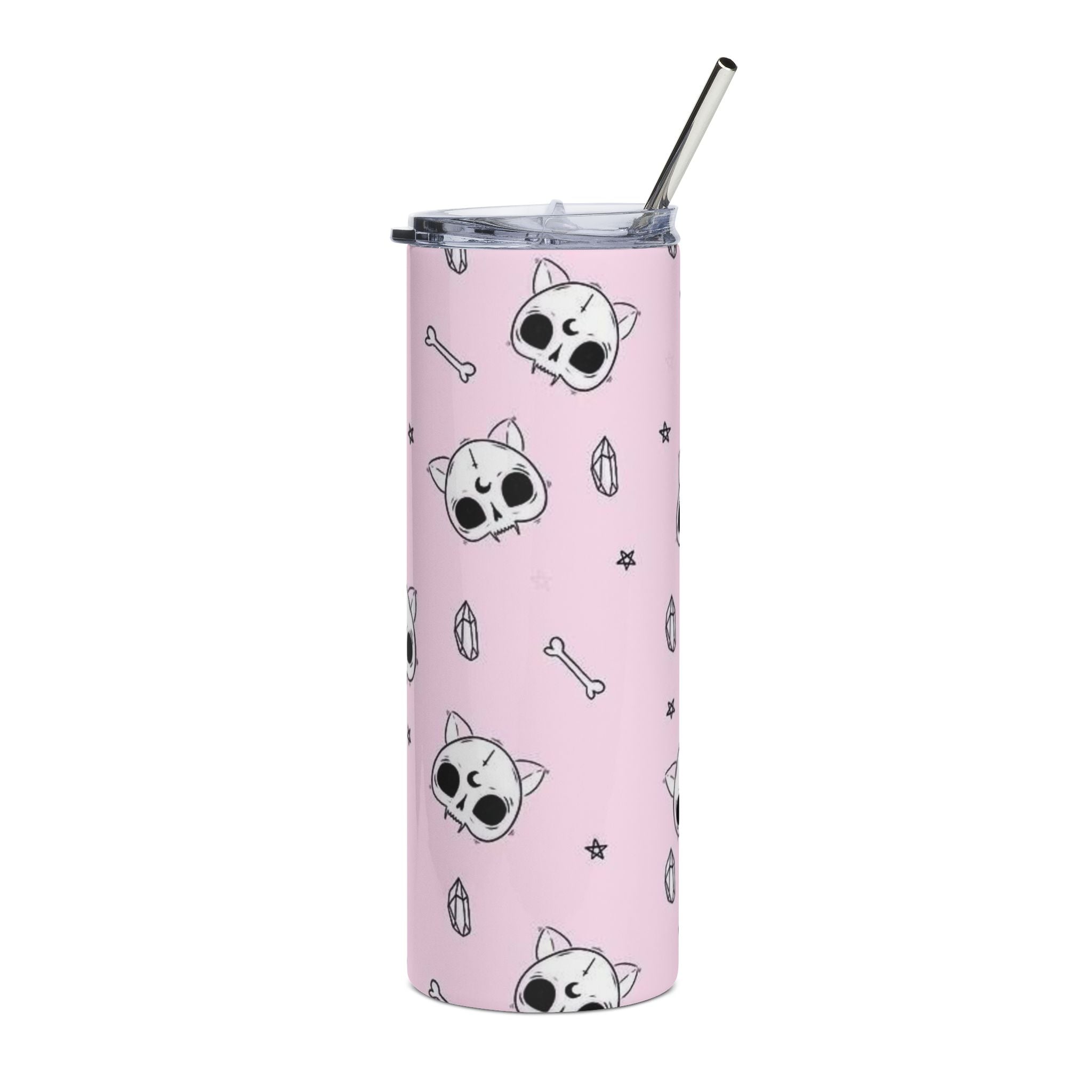 Cute Skull Cat Pattern Tumbler | 20oz Stainless Steel