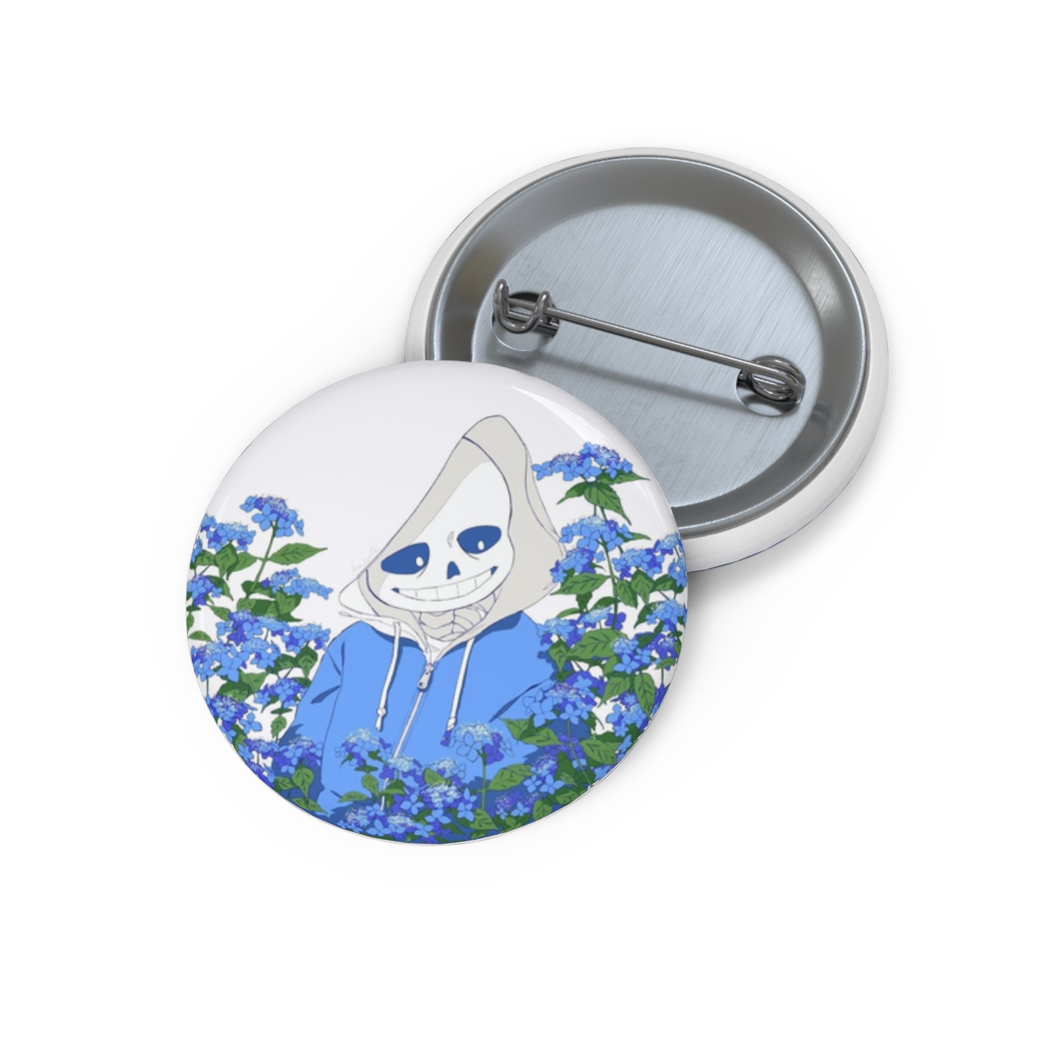 Sans Undertale Smiling Skeleton in Blue Hoodie pin button | 1.25in round enamel button