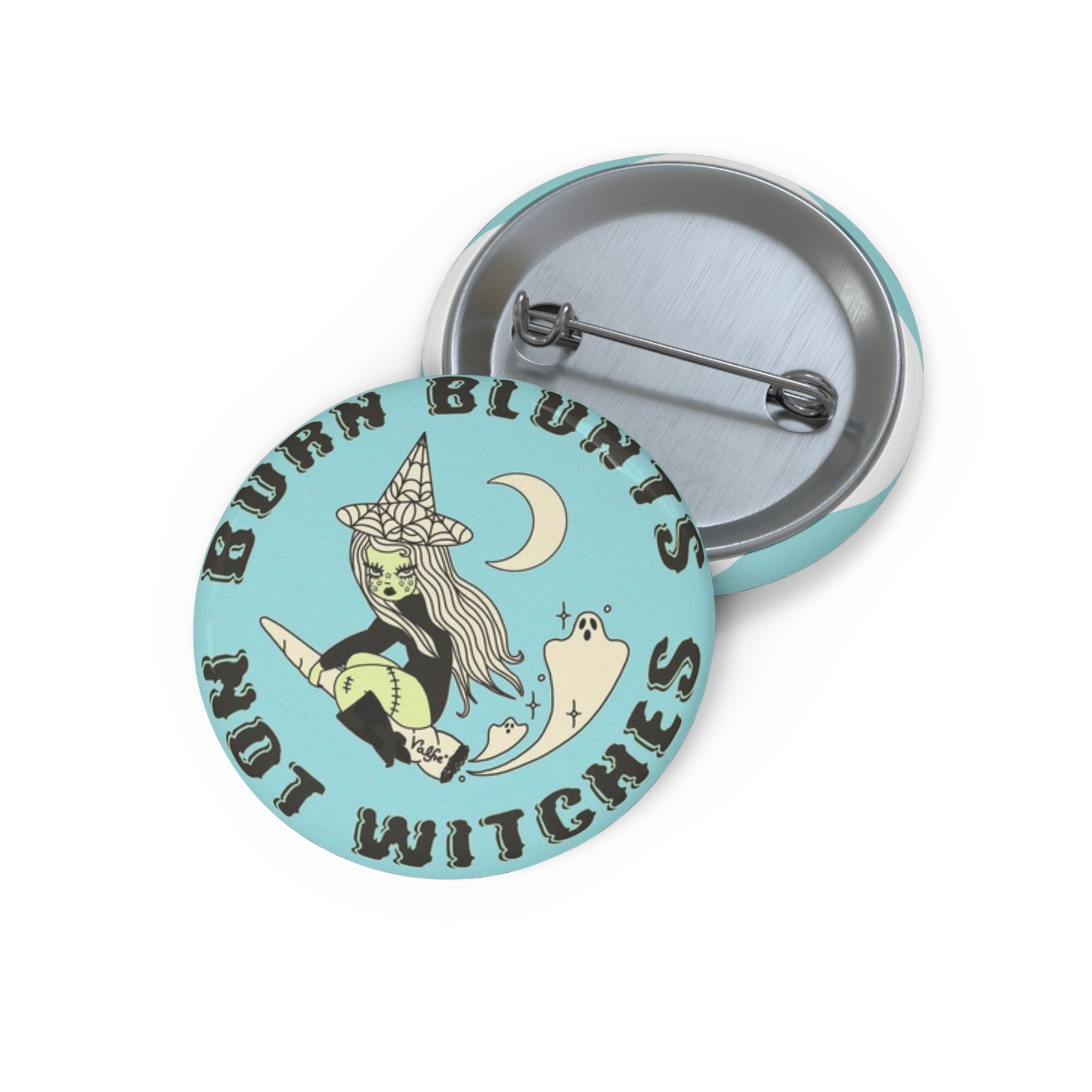 Cute Witch Illustration Pin Button | 'Born Blunt's Not Witches' enamel pin