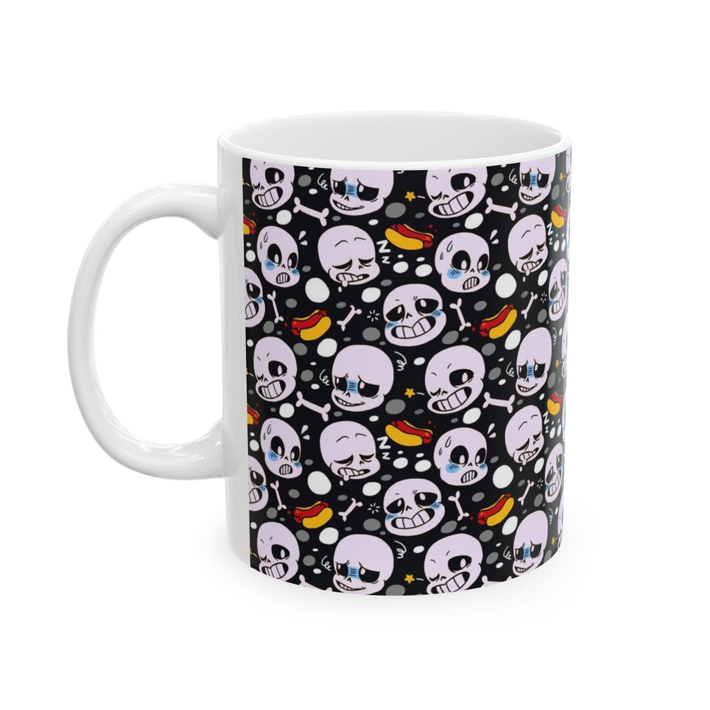Undertale Sans Cartoon Skull Pattern Mug | Cute Creepy Skull Faces, Candy Corn Halloween