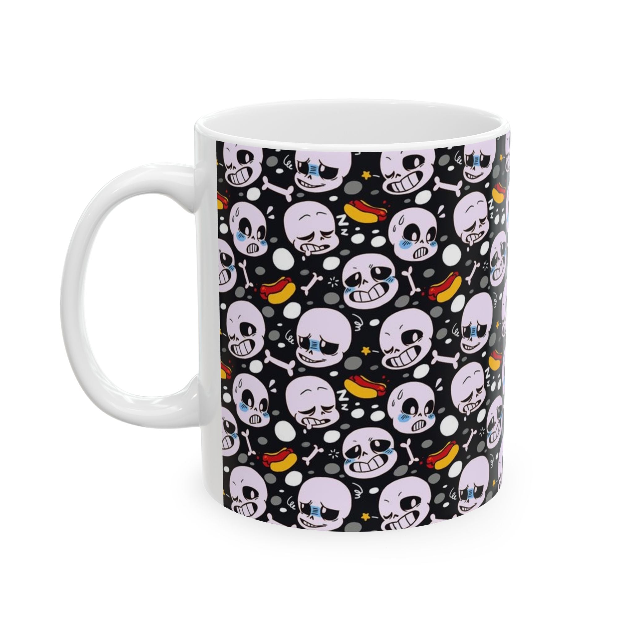 Undertale Sans Cartoon Skull Pattern Mug | Cute Creepy Skull Faces, Candy Corn Halloween