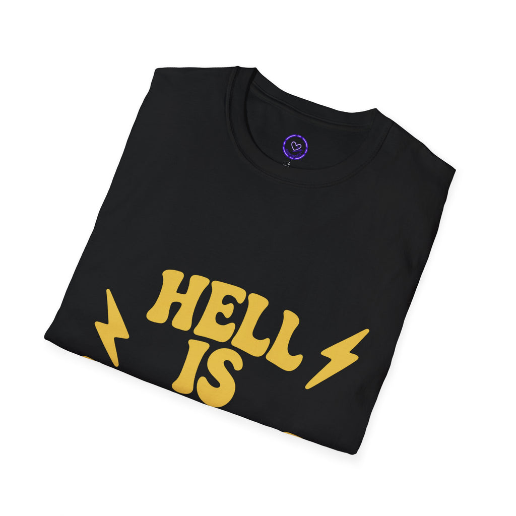 Hazbin Hotel Adam Hell Is Forever T-Shirt | Retro Yellow Lightning Typography