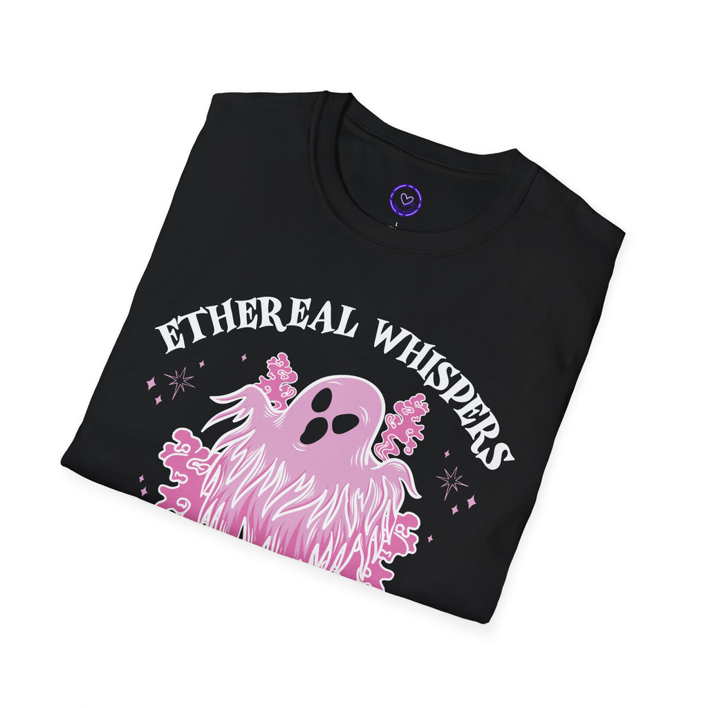 Aesthetic Gothic Kawaii Pastel Grunge Ethereal Whispers ghost tee | T-Shirt, pink spirit illustration