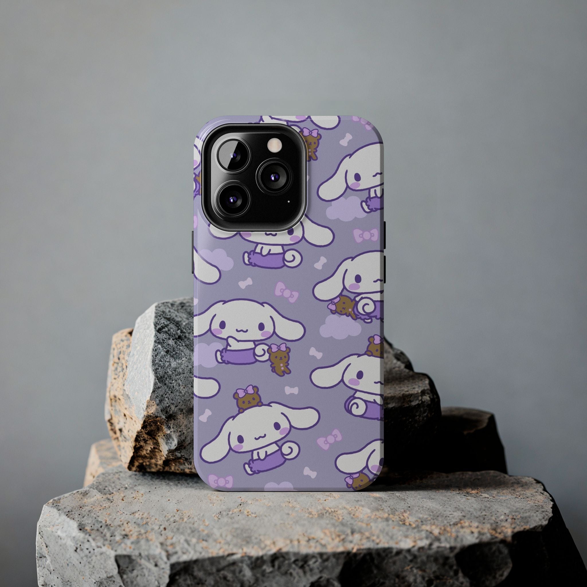 Kawaii Cinnamoroll Pattern Phone Case | Purple Cute Cartoon Puppy