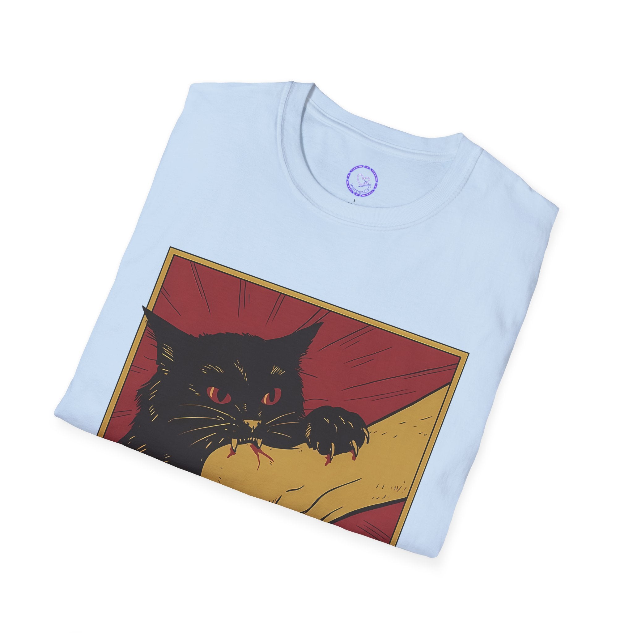Cat Bite T-Shirt — Black Cat Biting Paw Graphic Tee
