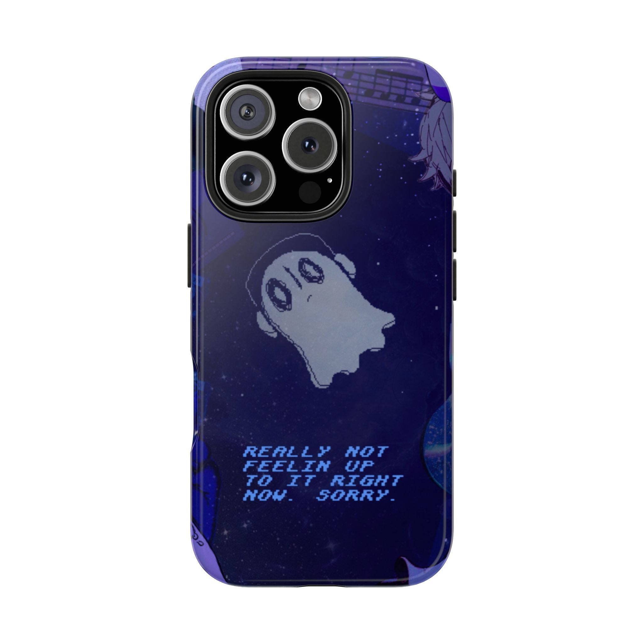 Undertale Napstablook Sad Ghost Phone Case | Blue Aesthetic, Vaporwave Quote, "Really Not Feelin' Up To It Right Now"