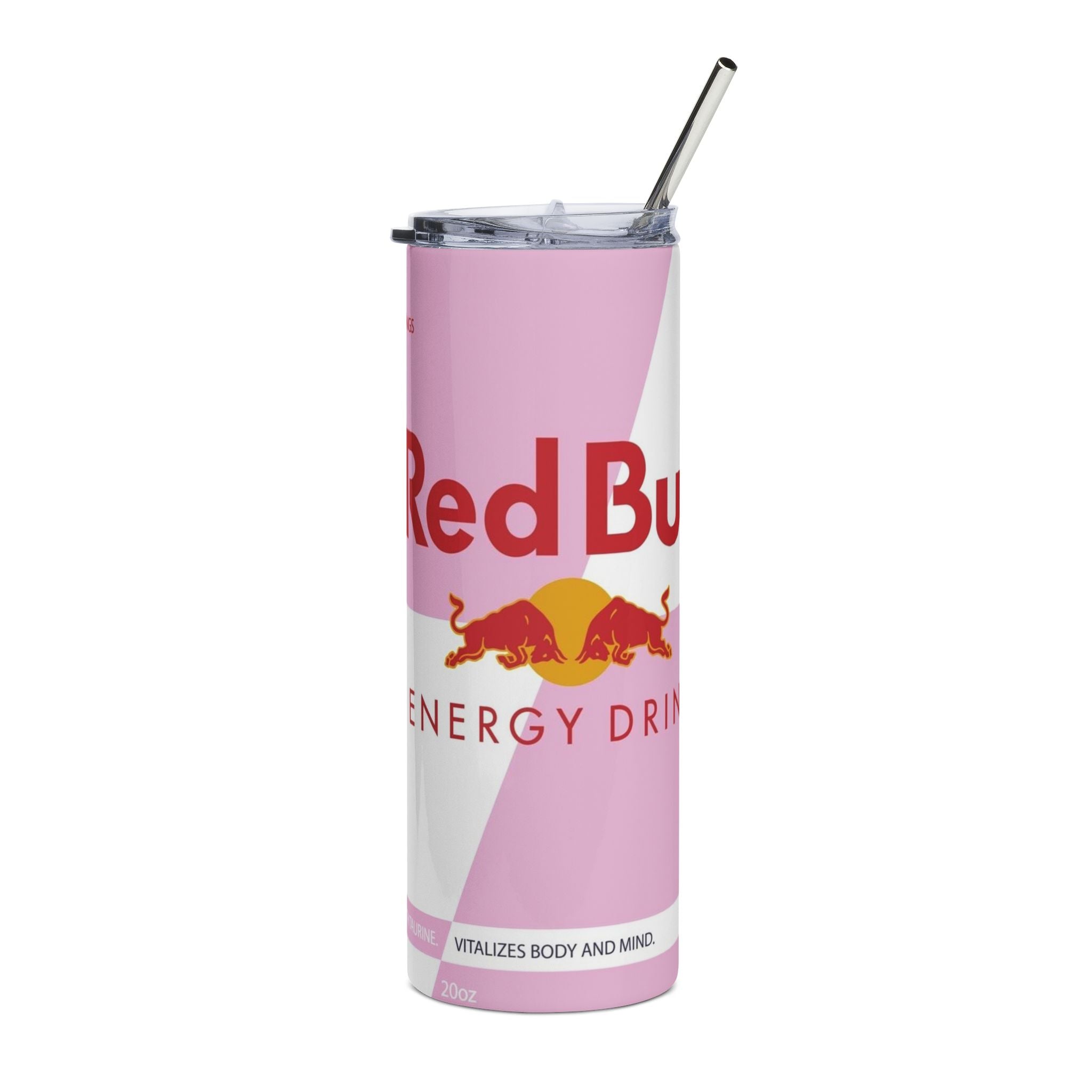 Glitter Red Bull Pink Energy Drink Logo Tumbler | 20oz Stainless Steel