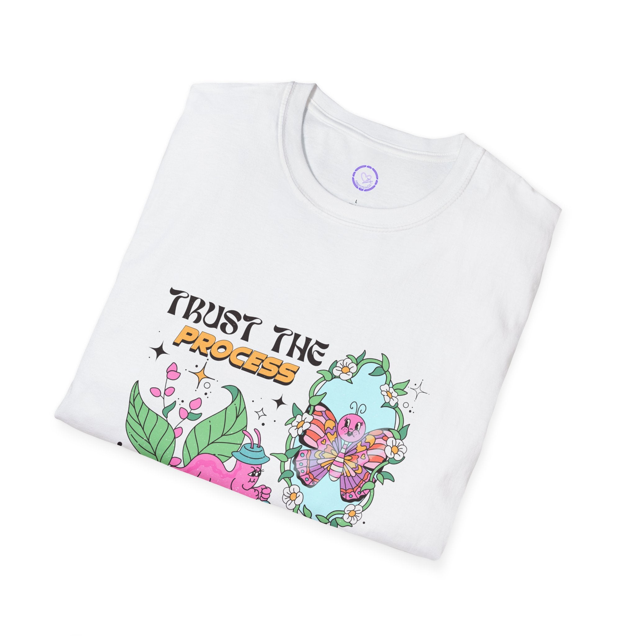 Trust the Process T-Shirt | Pink Snail Butterfly Illustration, Positive Quote