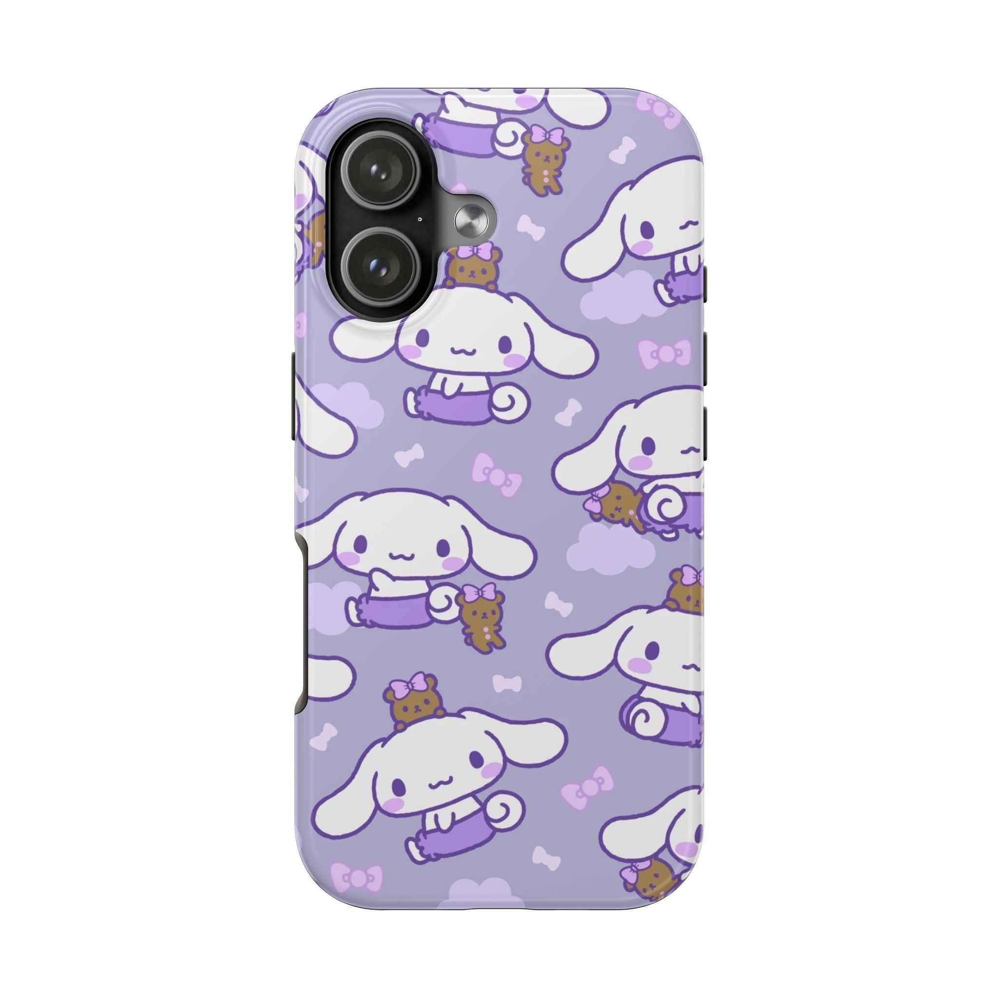 Kawaii Cinnamoroll Pattern Phone Case | Purple Cute Cartoon Puppy